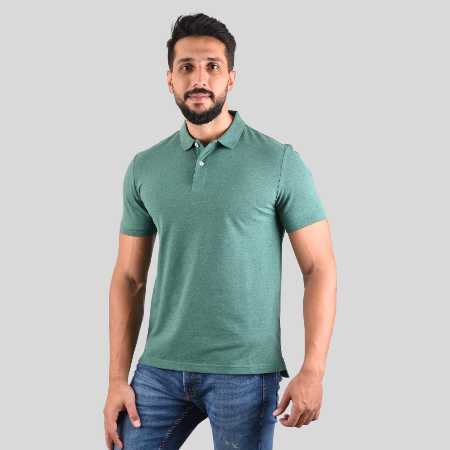 Giordano Men's Cotton Lycra Pique Slim Fit Polo-Green