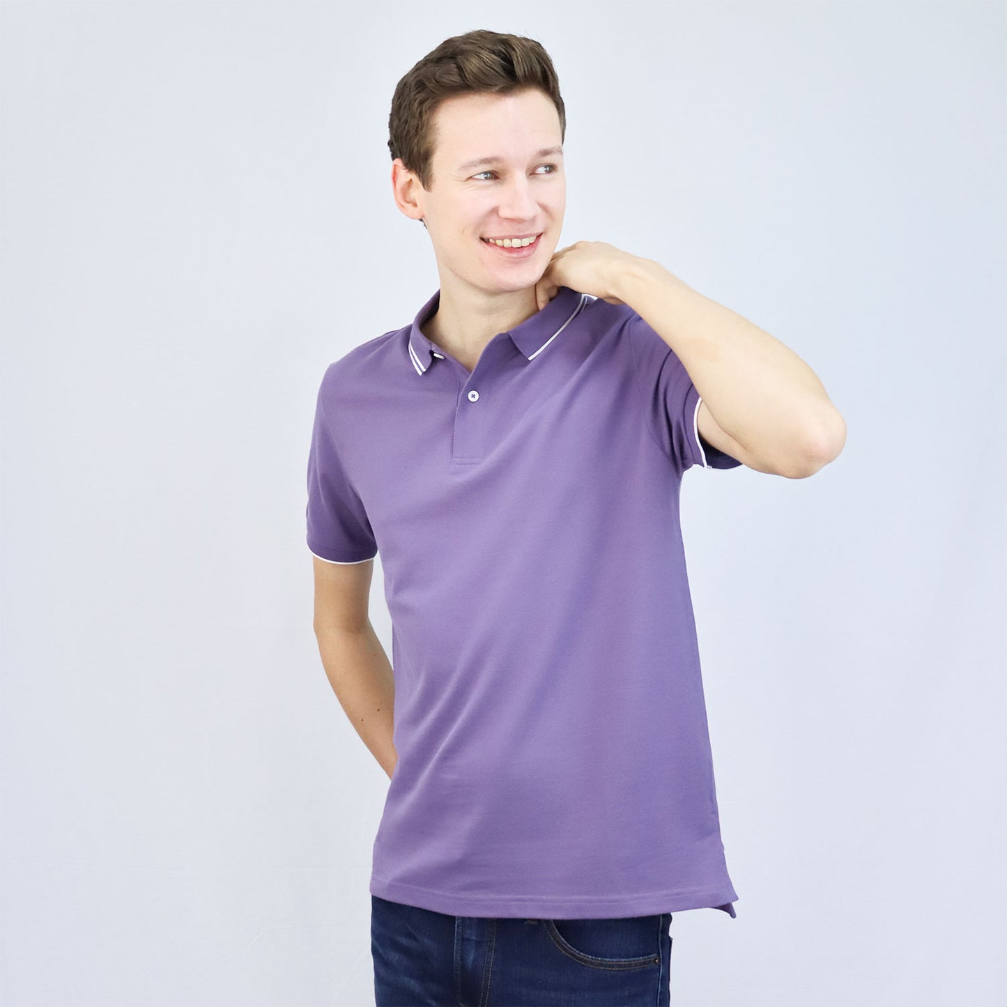 Giordano Men's Cotton Lycra Pique Slim Fit Polo-Purple