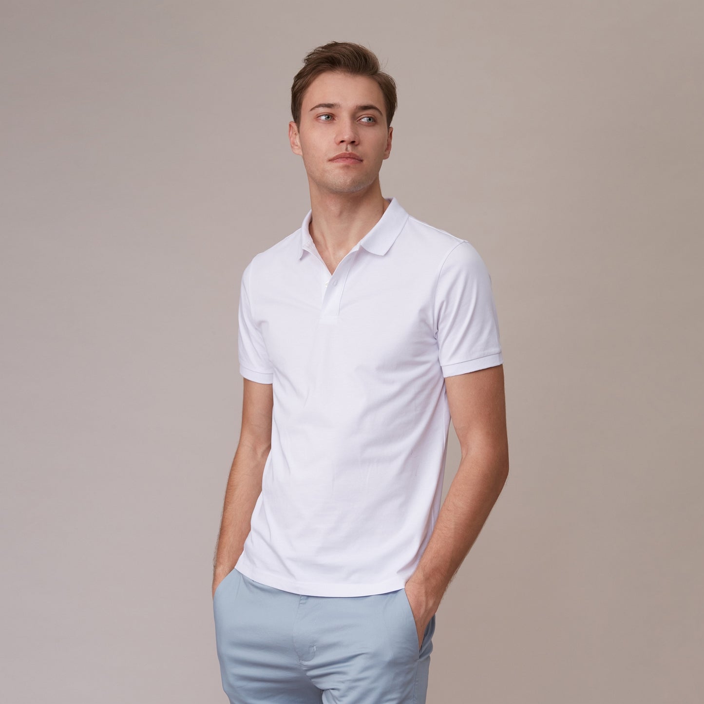 Giordano Men's G-Motion Solid Polo-White