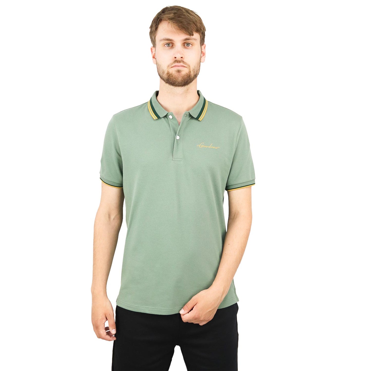 Giordano Men's Slim Fit Cotton Polo Shirt With Sailboat Embroidery-Green