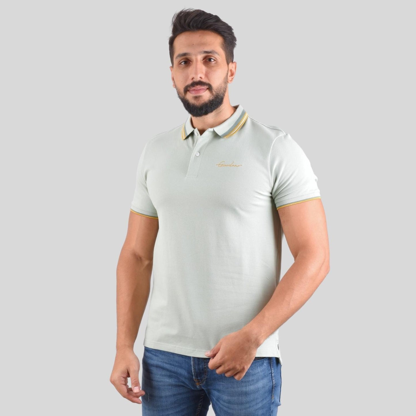 Giordano Men's Slim Fit Cotton Polo Shirt With Sailboat Embroidery-Green