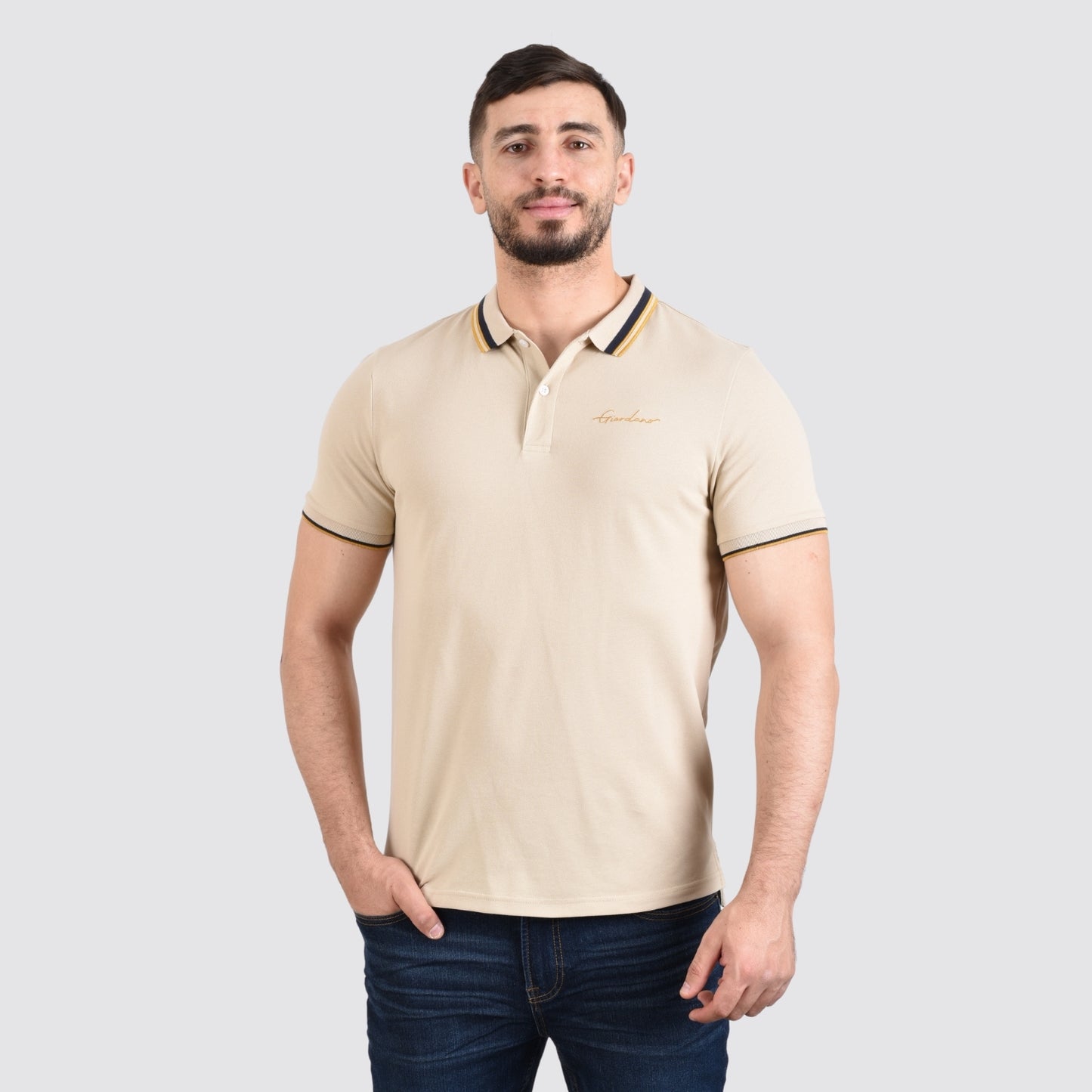 Men's Slim Fit Cotton Polo Shirt With Sailboat Embroidery