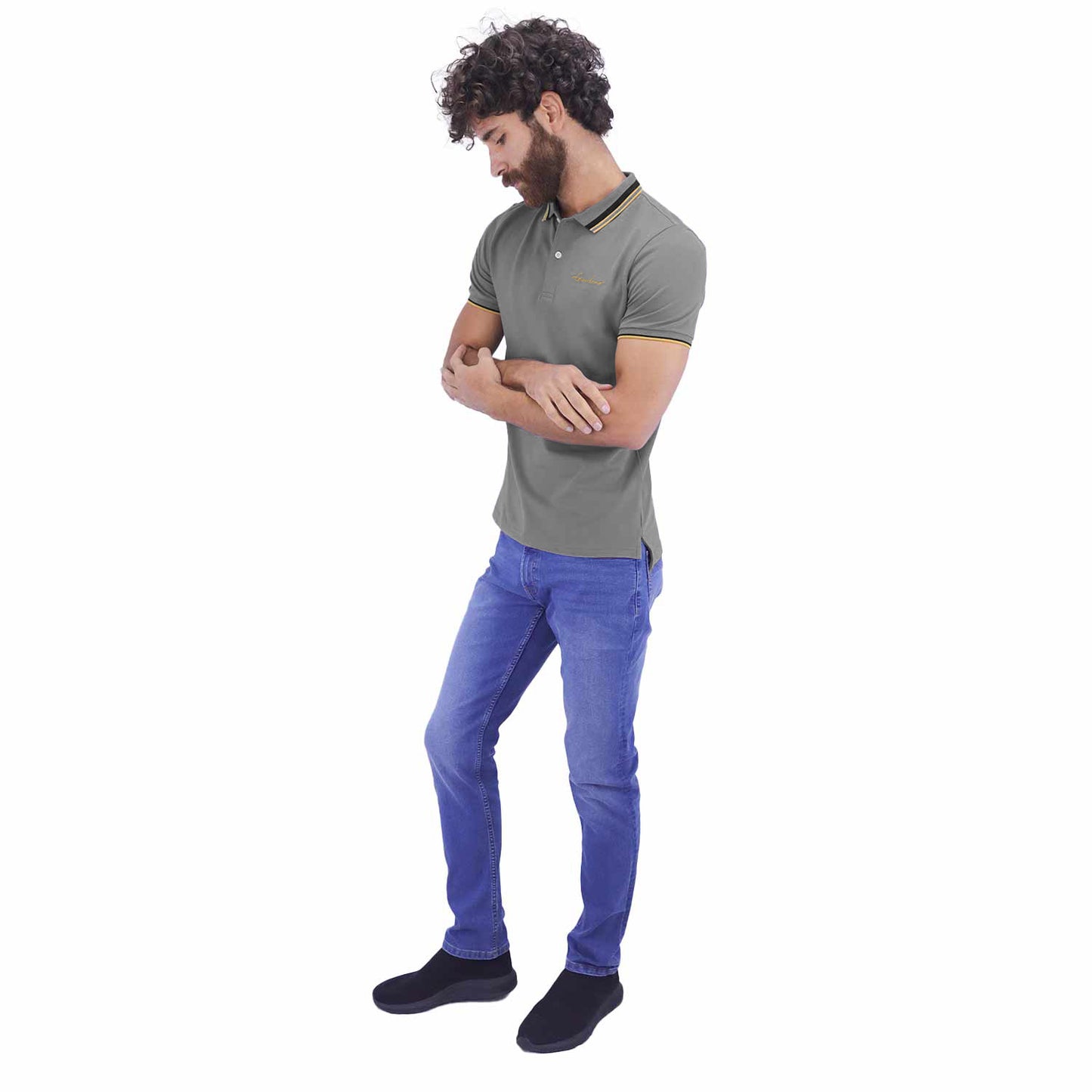 Men's Slim Fit Cotton Polo Shirt With Sailboat Embroidery