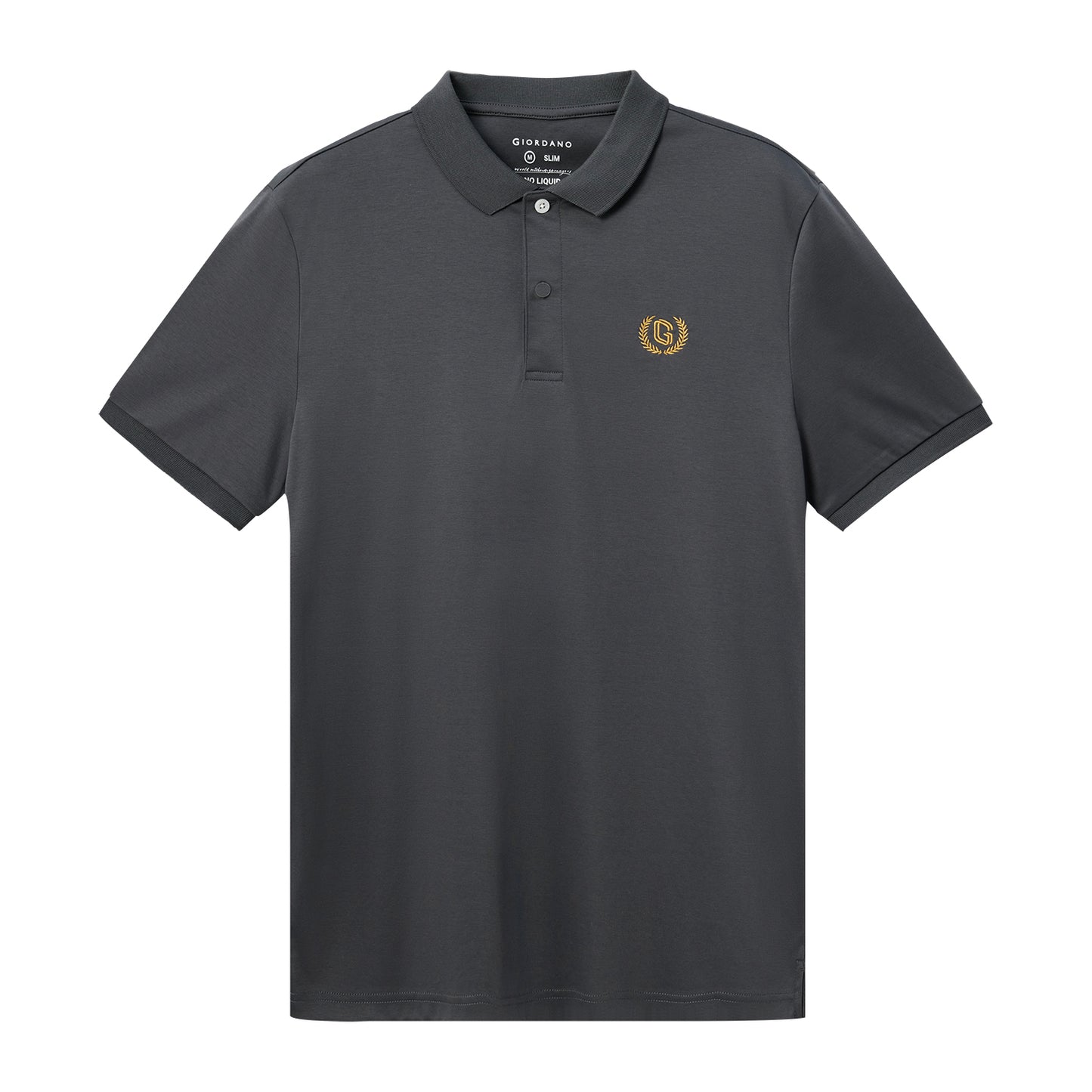 Giordano Men's Liquid Touch Polo: Slim Fit Comfort & Lasting Color-Grey