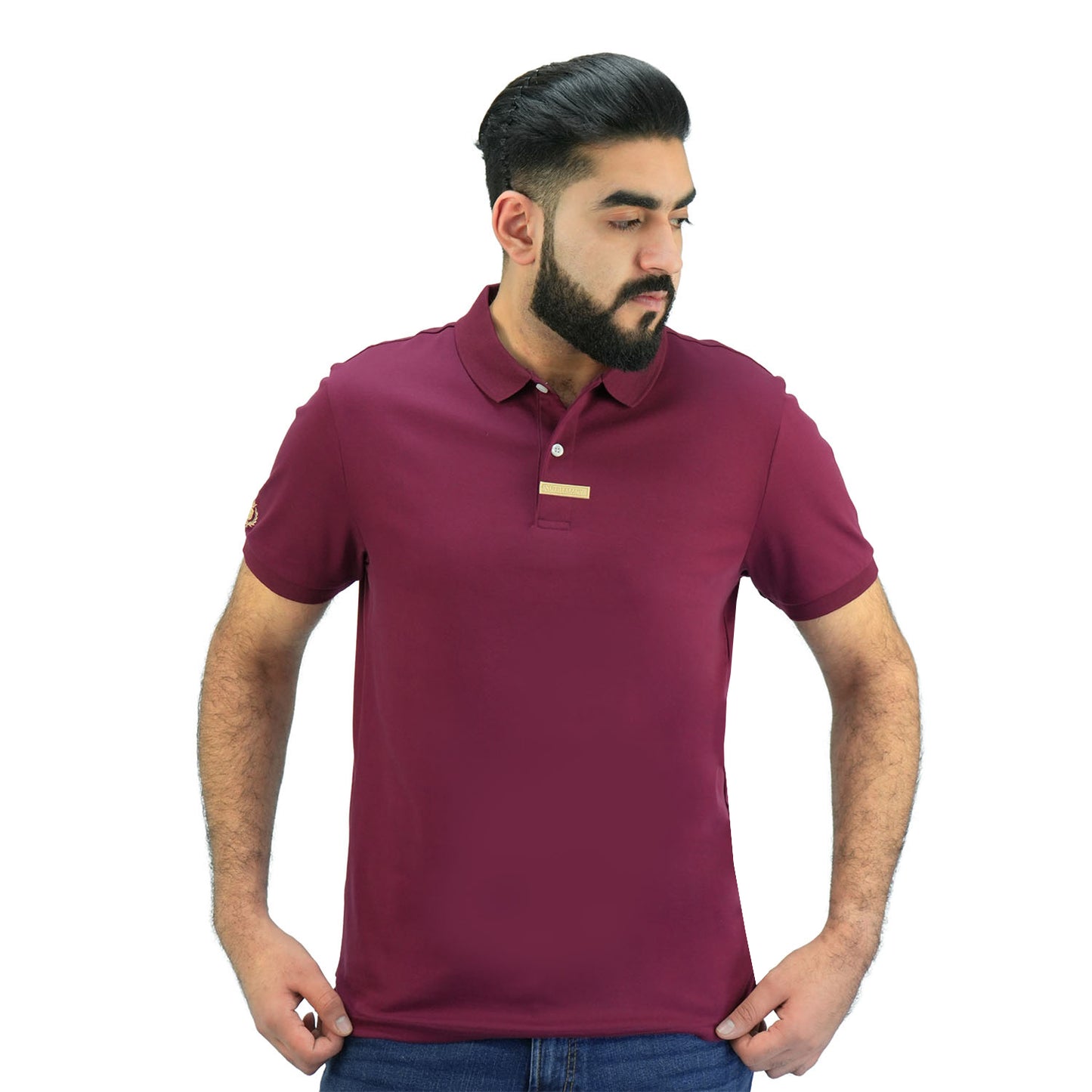 Giordano Men's Embroidered Polo-Burgundy
