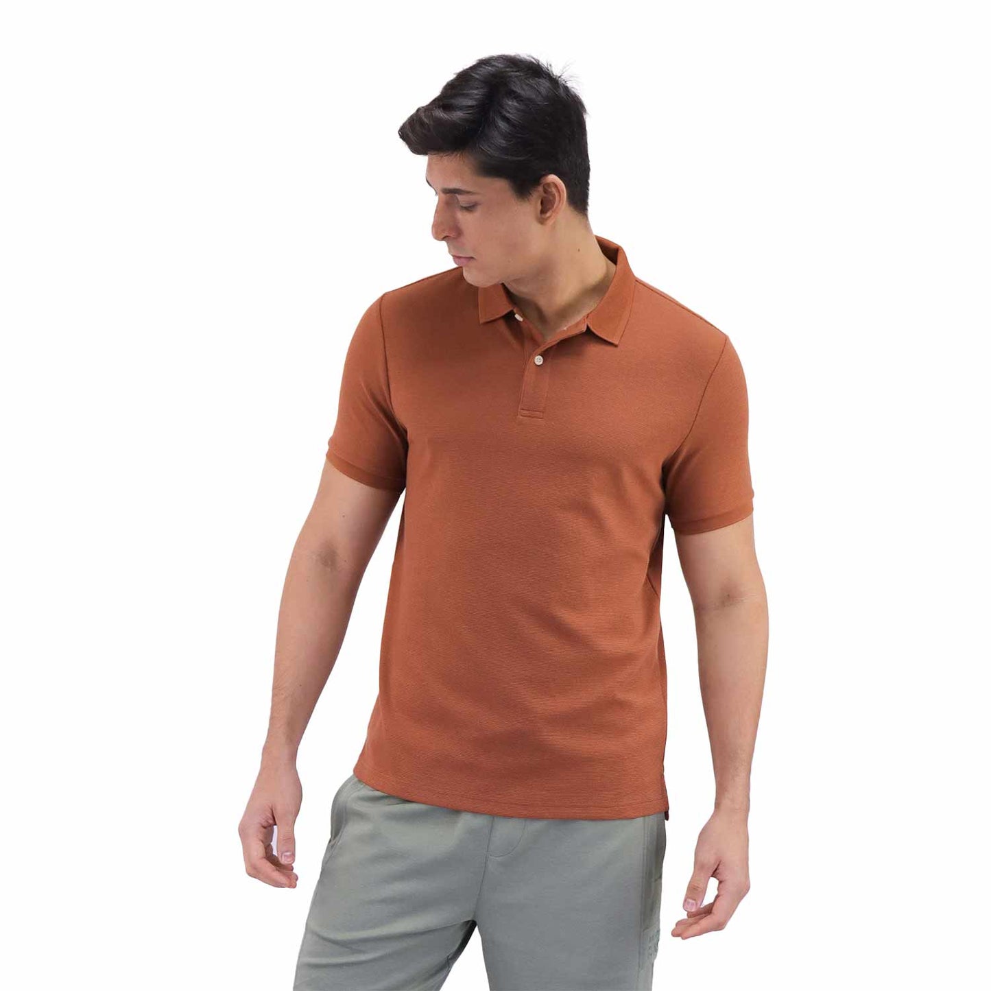 Giordano Men's Waffle Polo-Brown