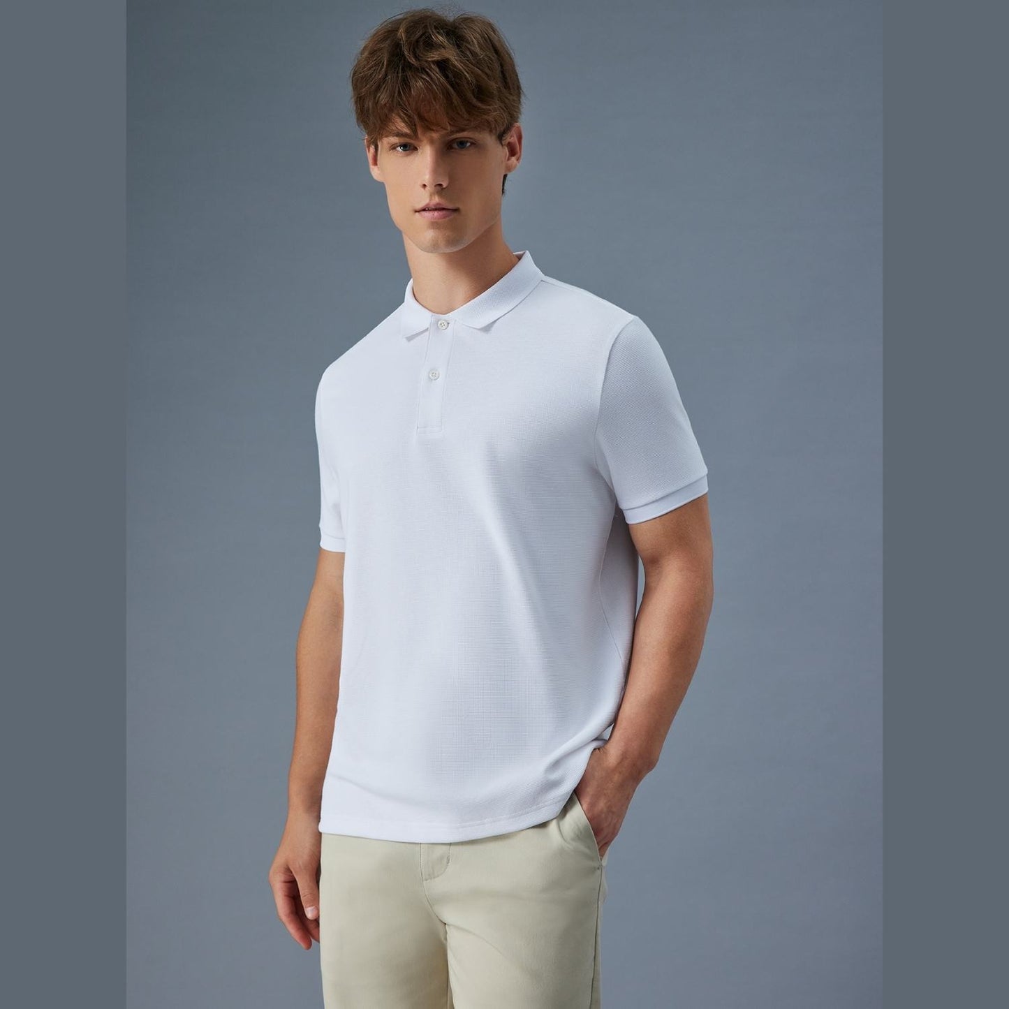 Giordano Men's Waffle Polo-White