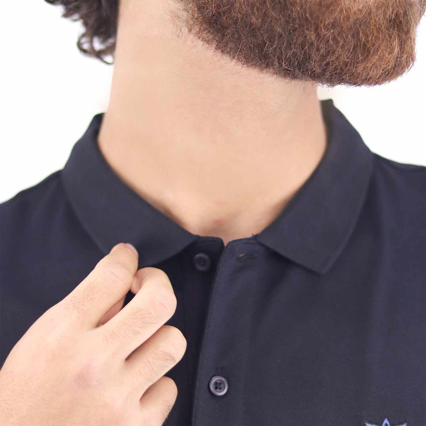 Men's Pique Flat Knit Collar Slim Fit Embroidery Solid Polo