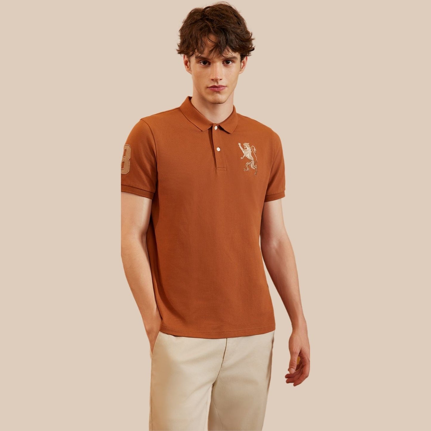 Giordano Men's Lion Polo-Brown