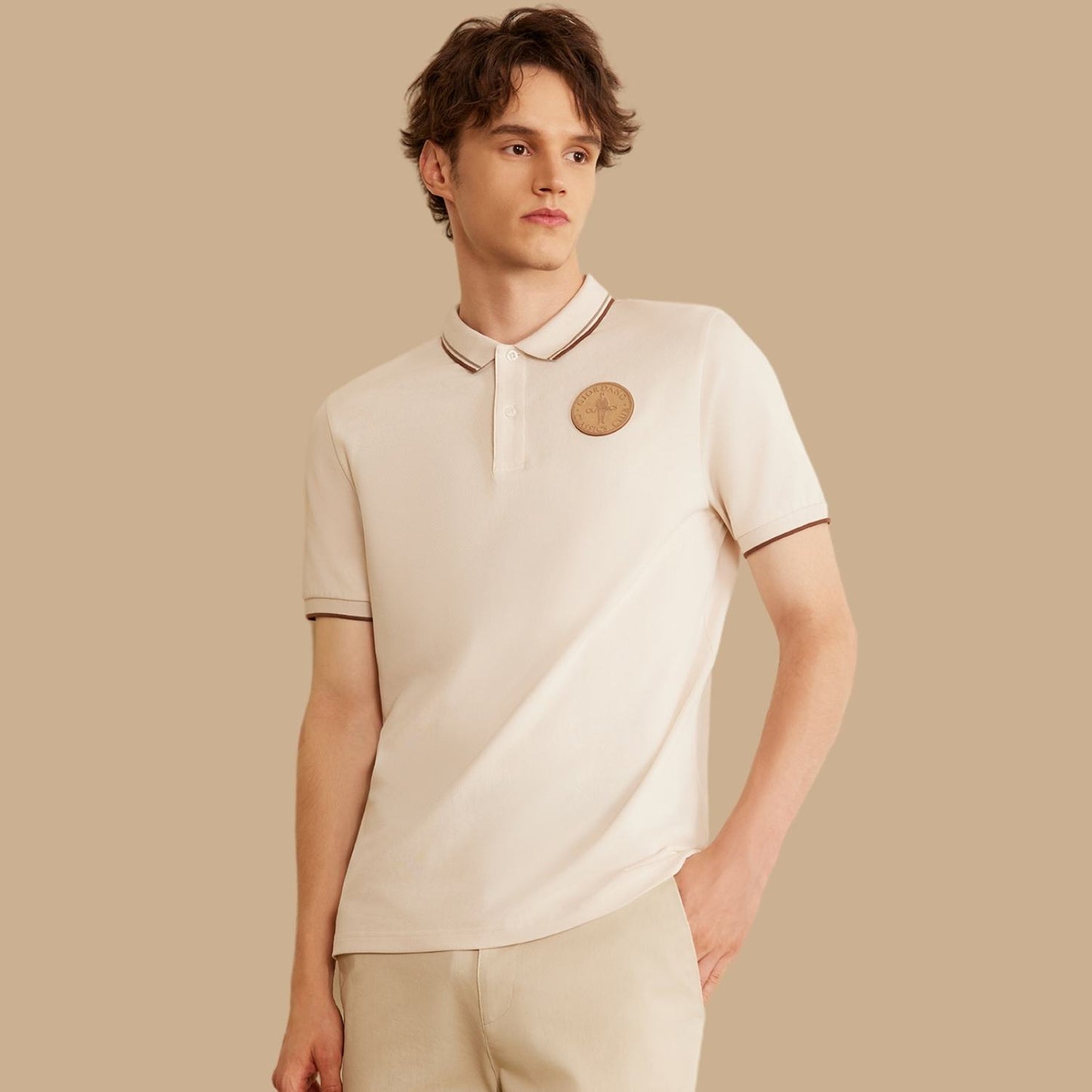 Men's Pique Flat Knit Collar Short Sleeve Thematic Slim Fit Embroidery Bold Polo