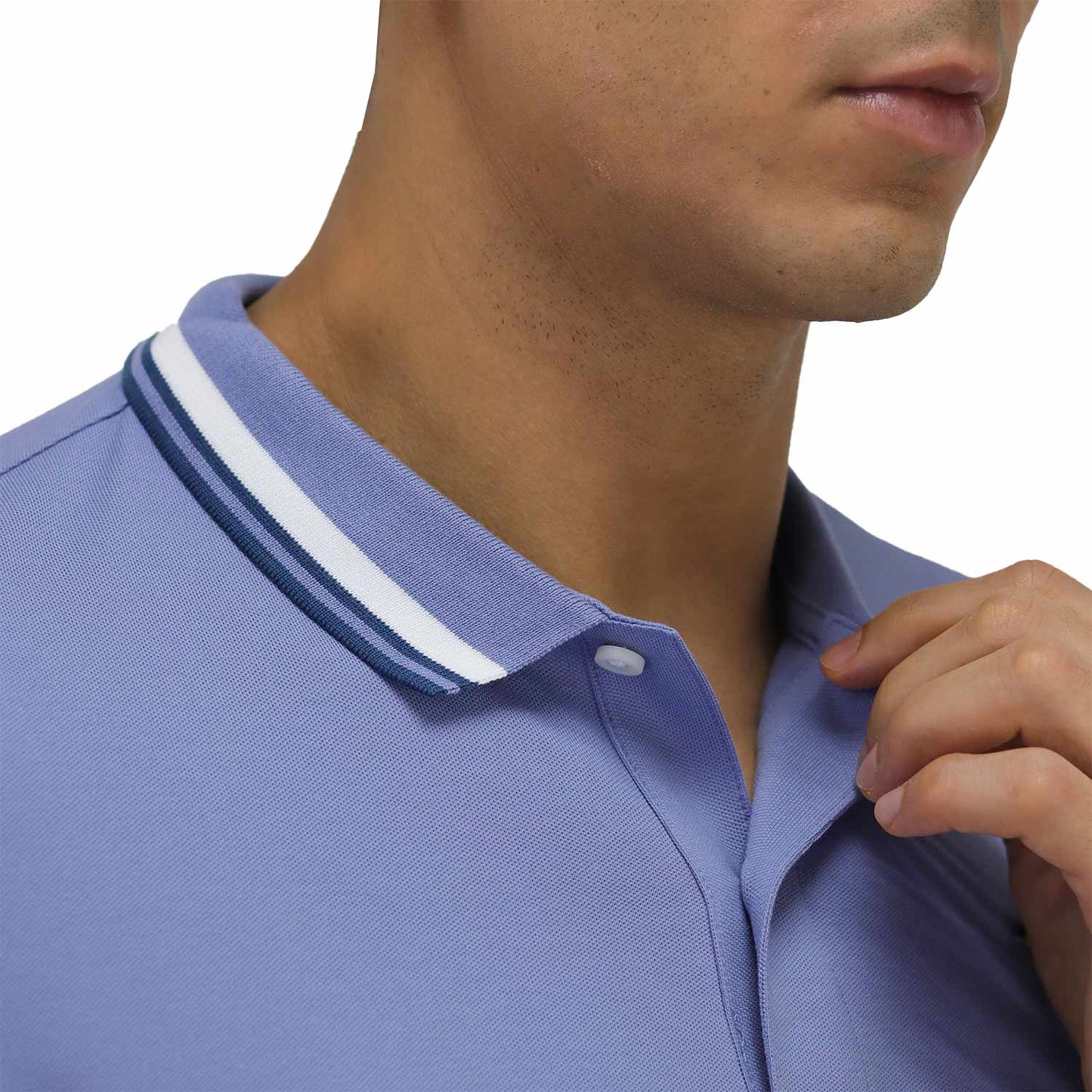 Men's Pique Flat Knit Collar Short Sleeve Eagle Embroidery Solid Color Polo