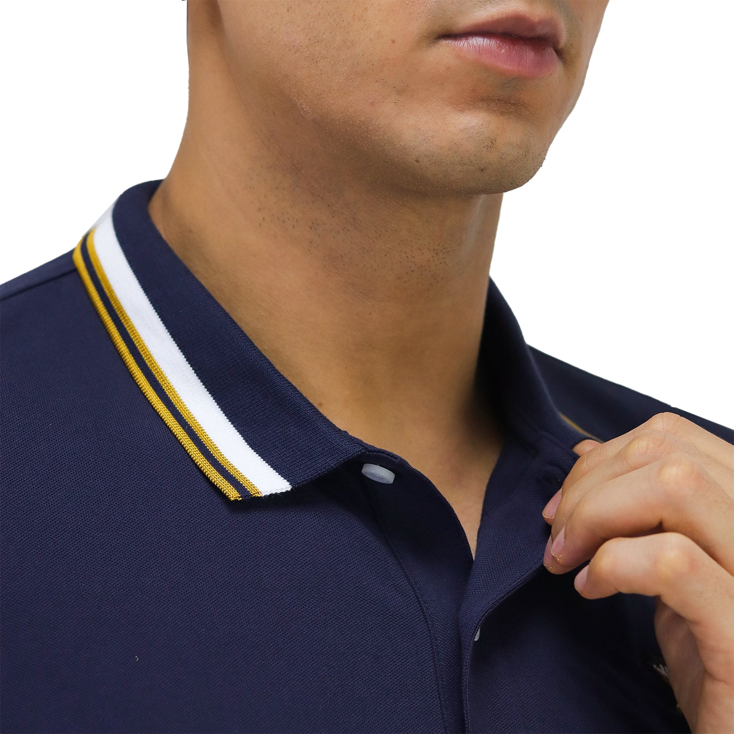Men's Pique Flat Knit Collar Short Sleeve Eagle Embroidery Solid Color Polo