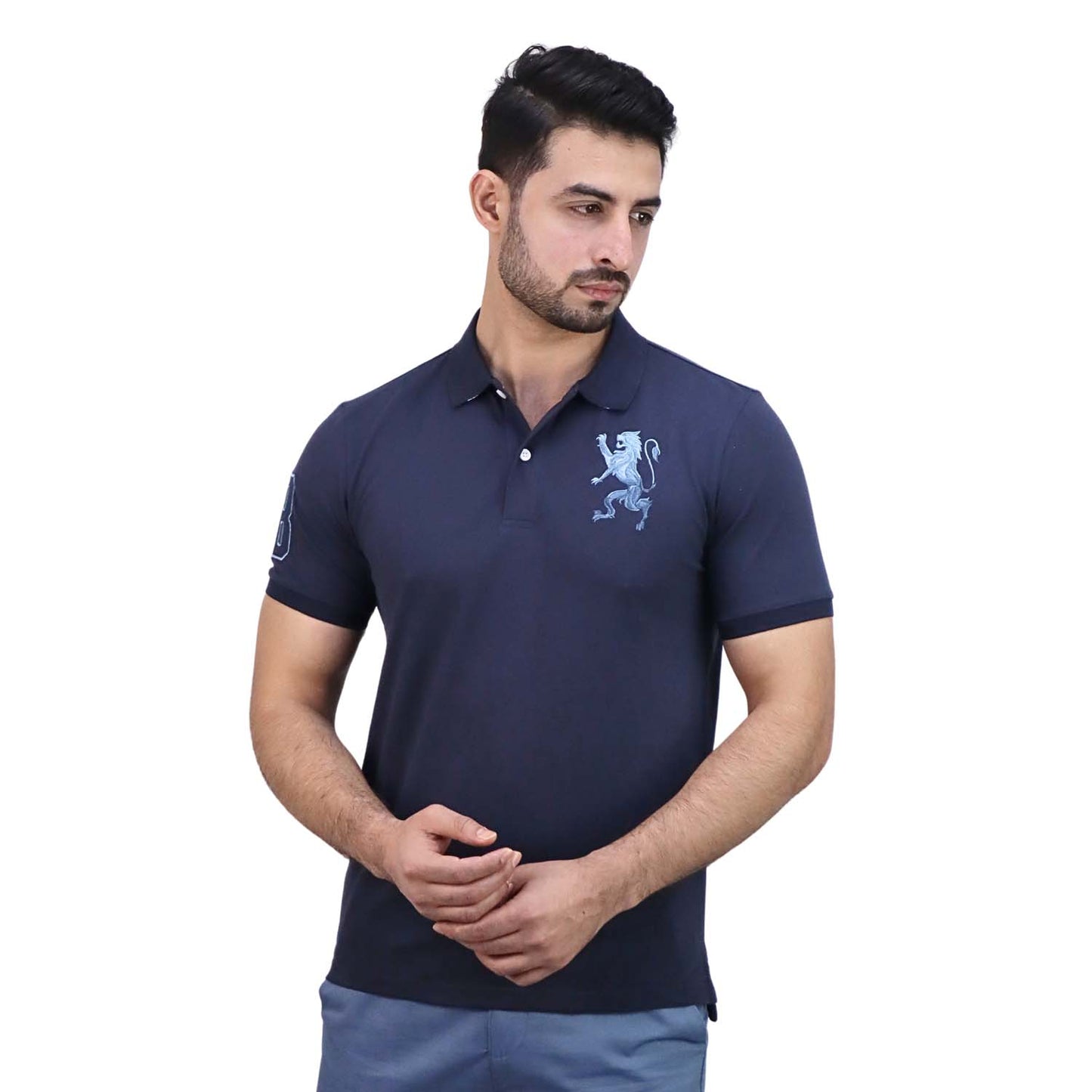 Giordano Giordano Men’S Cotton Lycra Pique Short Sleeve Tapered Fit Polo-Blue
