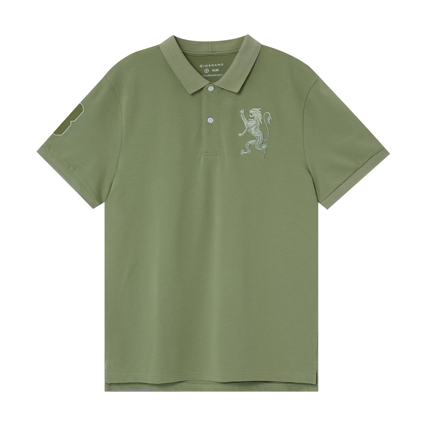 Men's 3D Lion Polo: Slim Fit, Bold Embroidery, Premium Pique