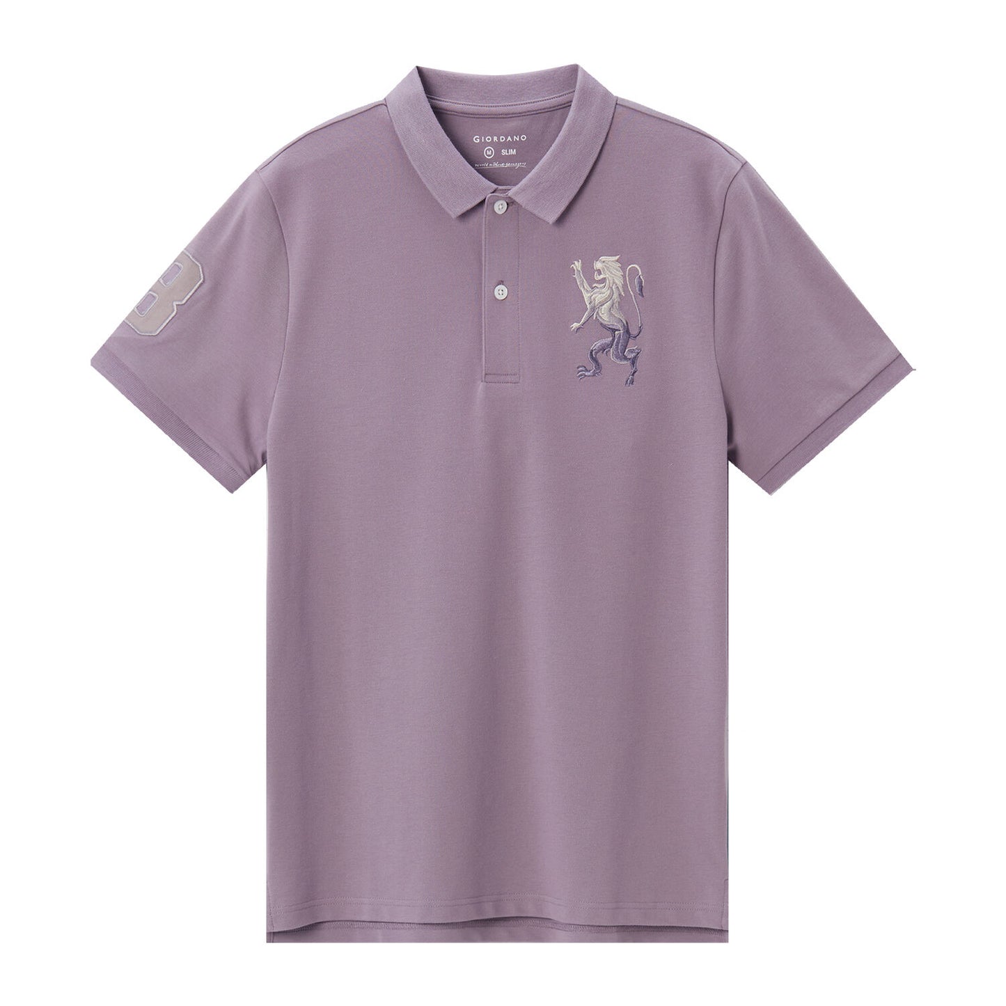 Men's 3D Lion Polo: Slim Fit, Bold Embroidery, Premium Pique