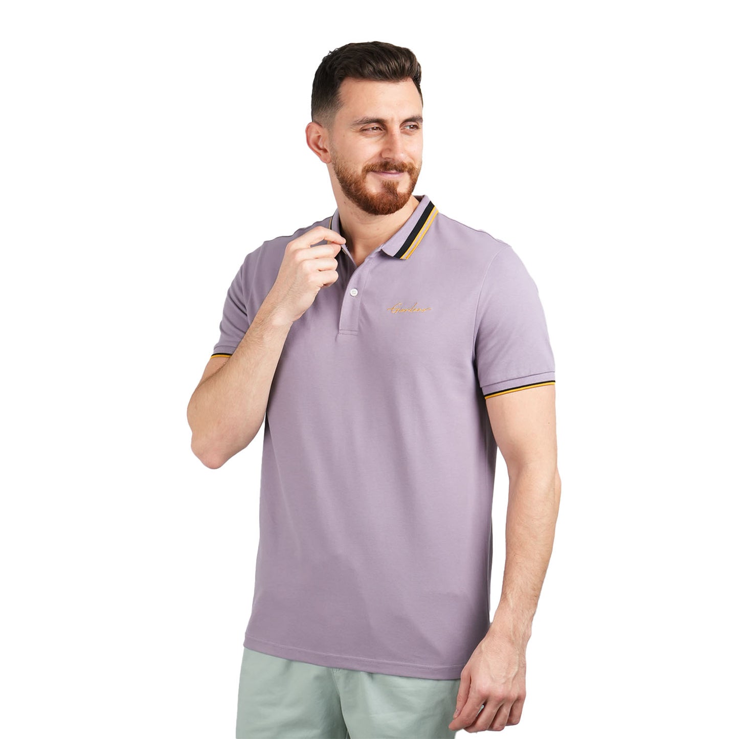 Giordano Men's Classic Slim Fit Polo With Signature Embroidery-Purple
