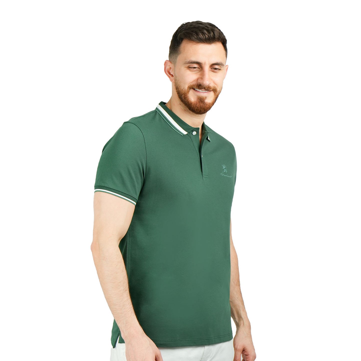 قميص بولو رجالي كلاسيكي بقصّة Slim Fit مع تطريز مميز