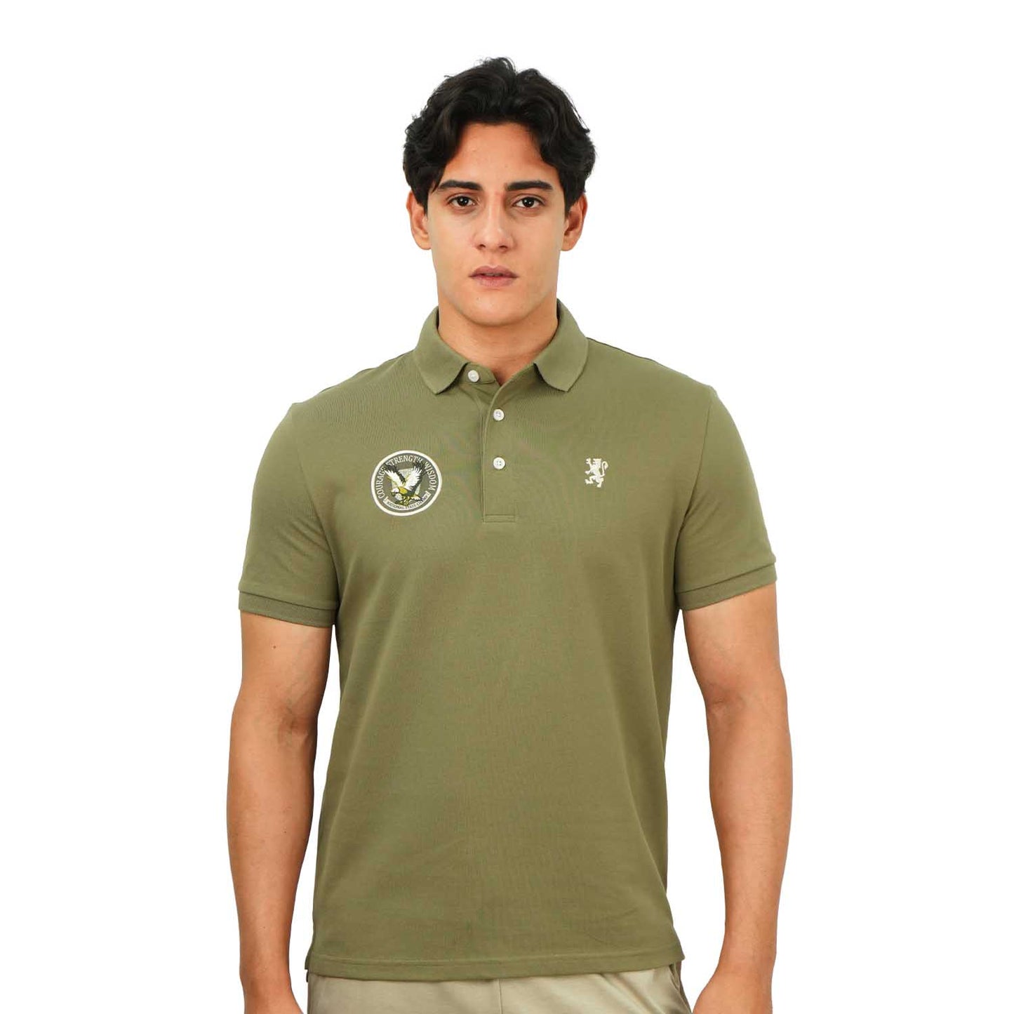 Men's Embroidered Bold Polo - Slim Fit, Cotton Lycra Pique