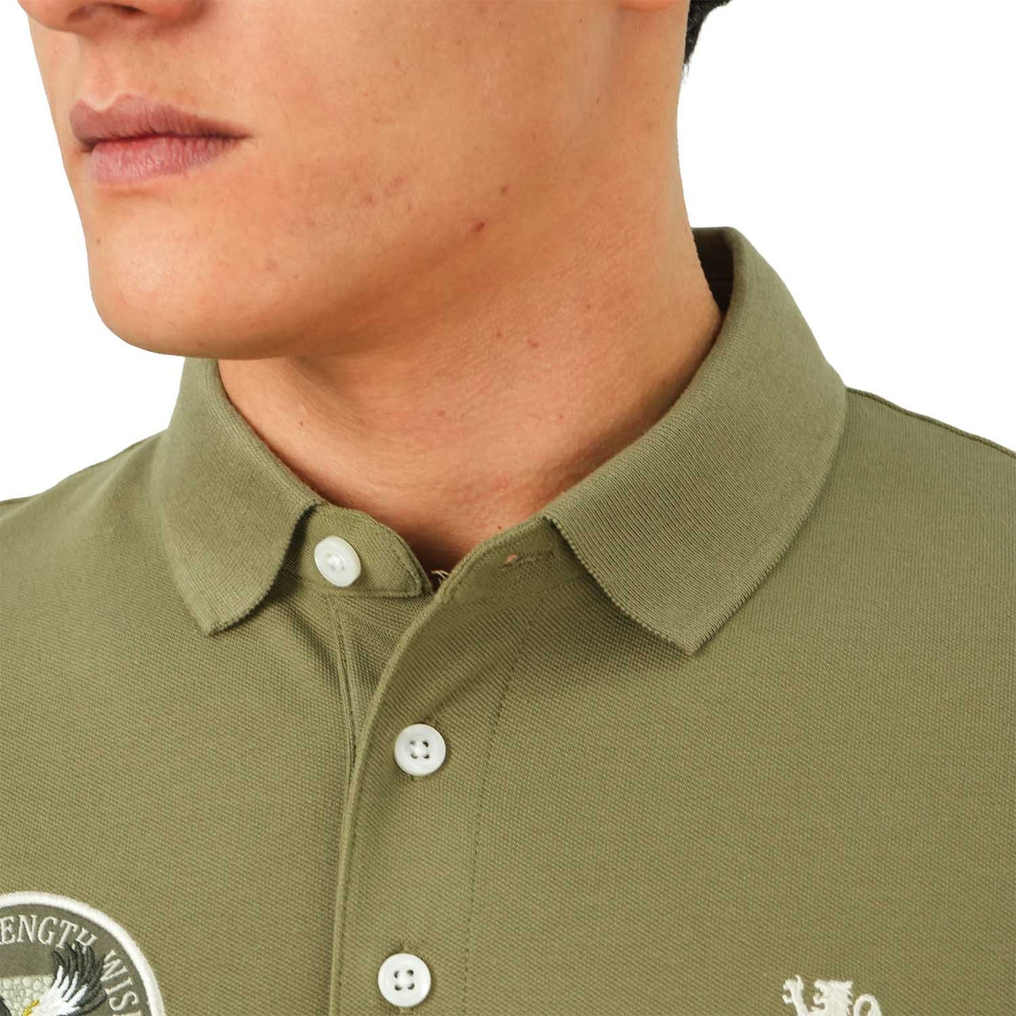 Men's Embroidered Bold Polo - Slim Fit, Cotton Lycra Pique