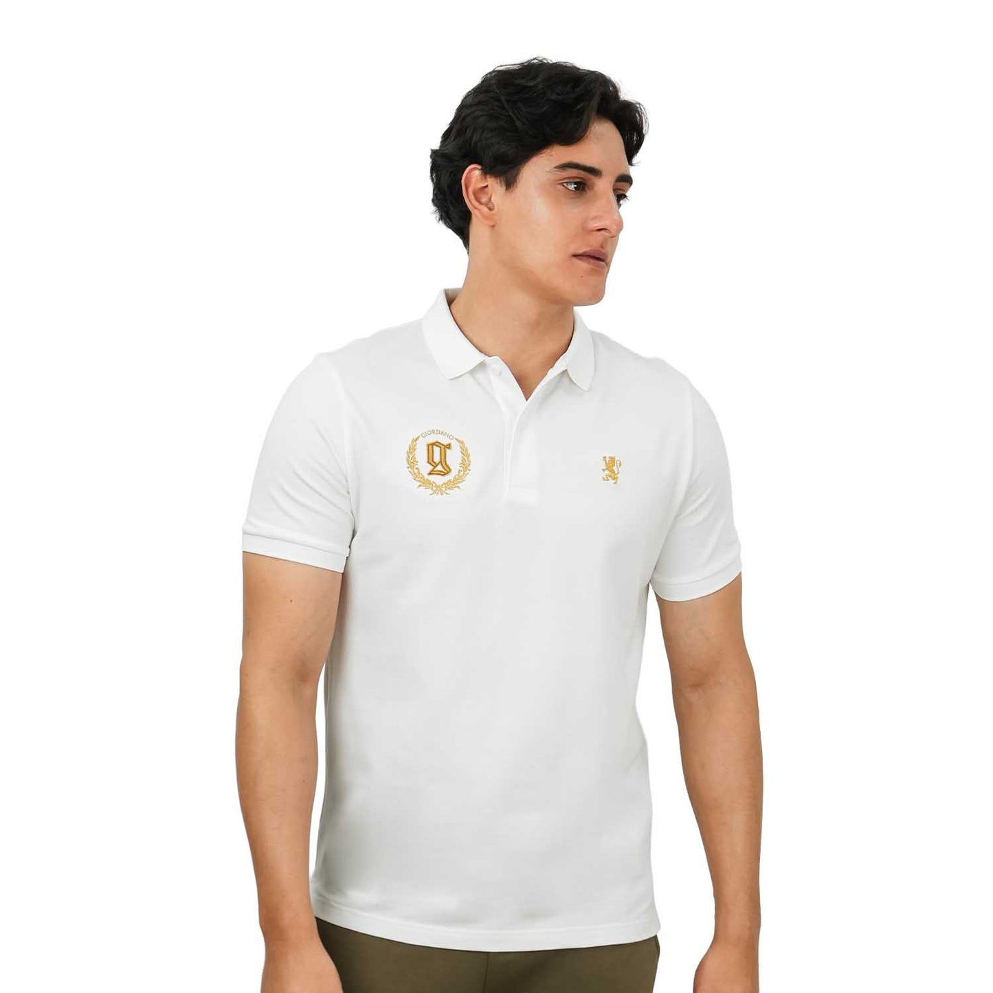 Men's Embroidered Bold Polo - Slim Fit, Cotton Lycra Pique