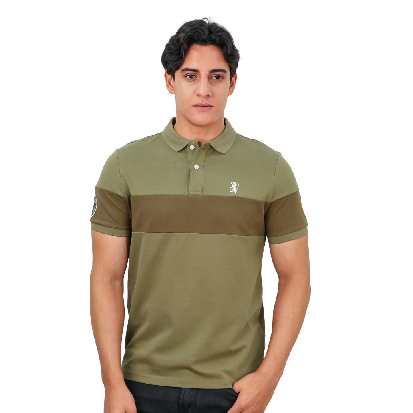 Men's Embroidered Bold Polo - Slim Fit, Cotton Lycra Pique