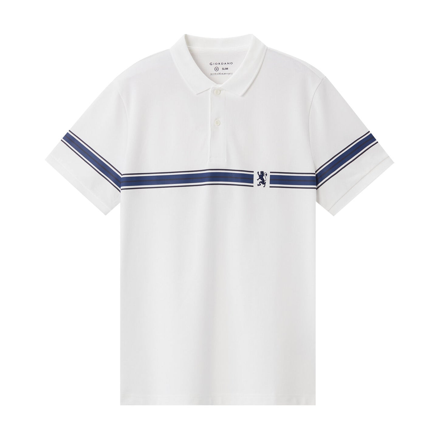 Men's Embroidered Bold Polo - Slim Fit, Cotton Lycra Pique