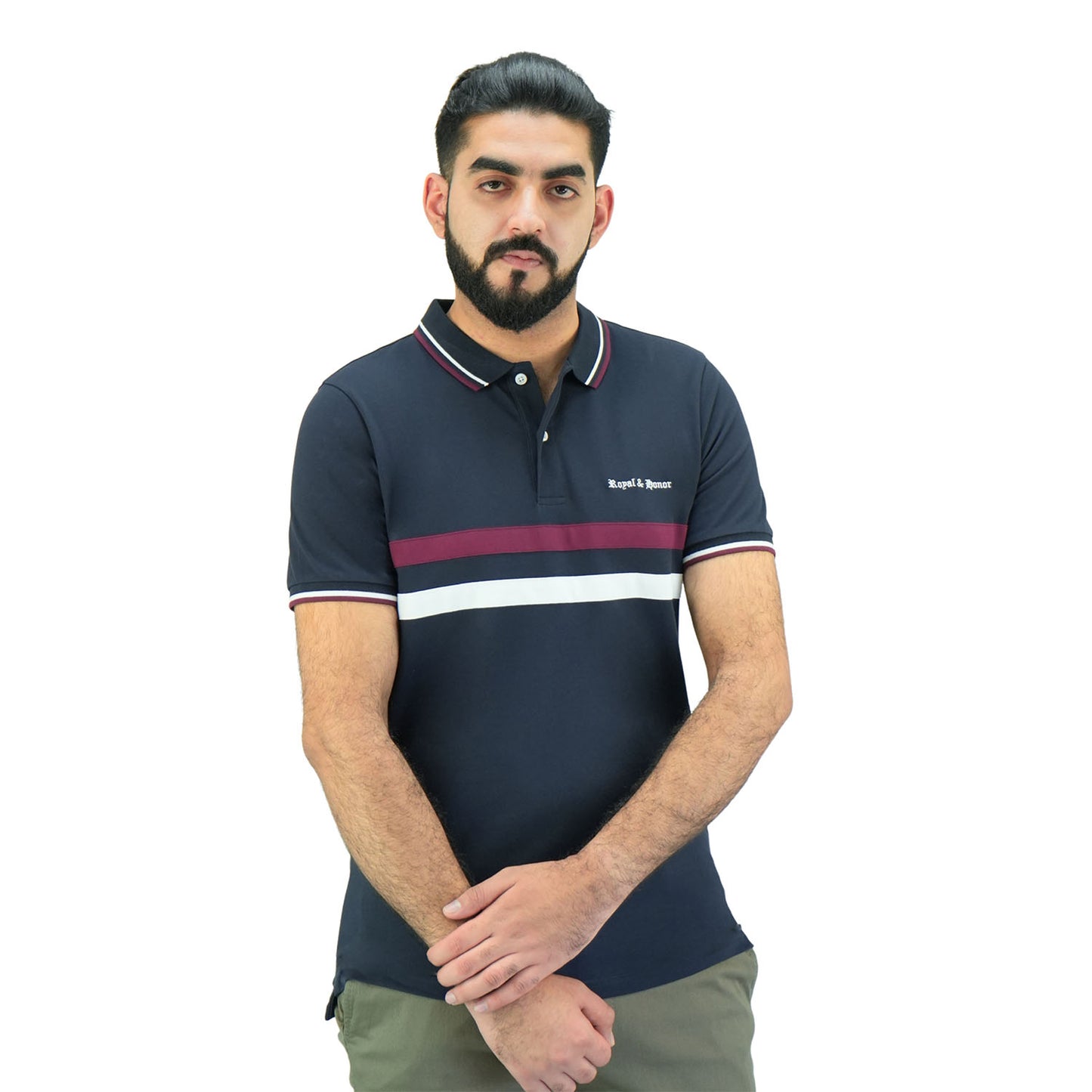 Giordano Men's Slim Fit Polo - Union Jack Embroidery-Blue