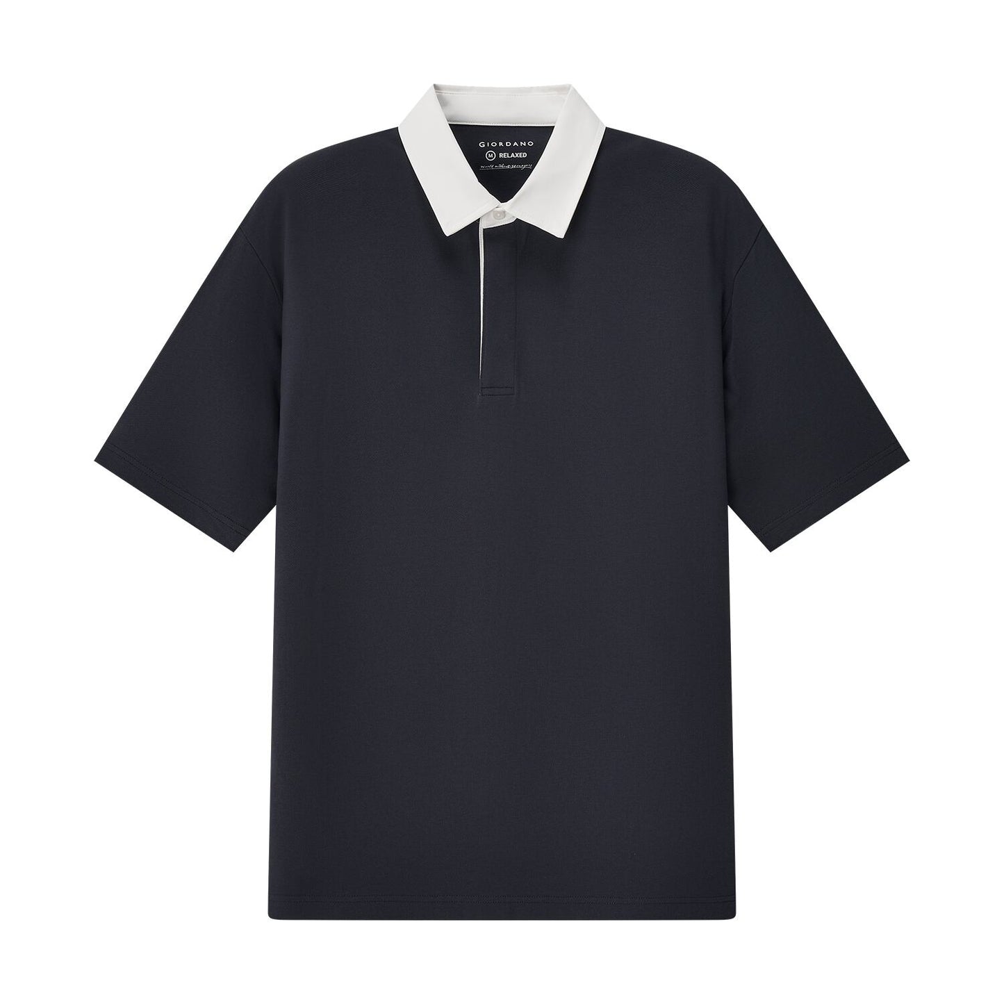 Men’S Relaxed Fit Cotton-Lycra Piqué Polo With Woven Collar