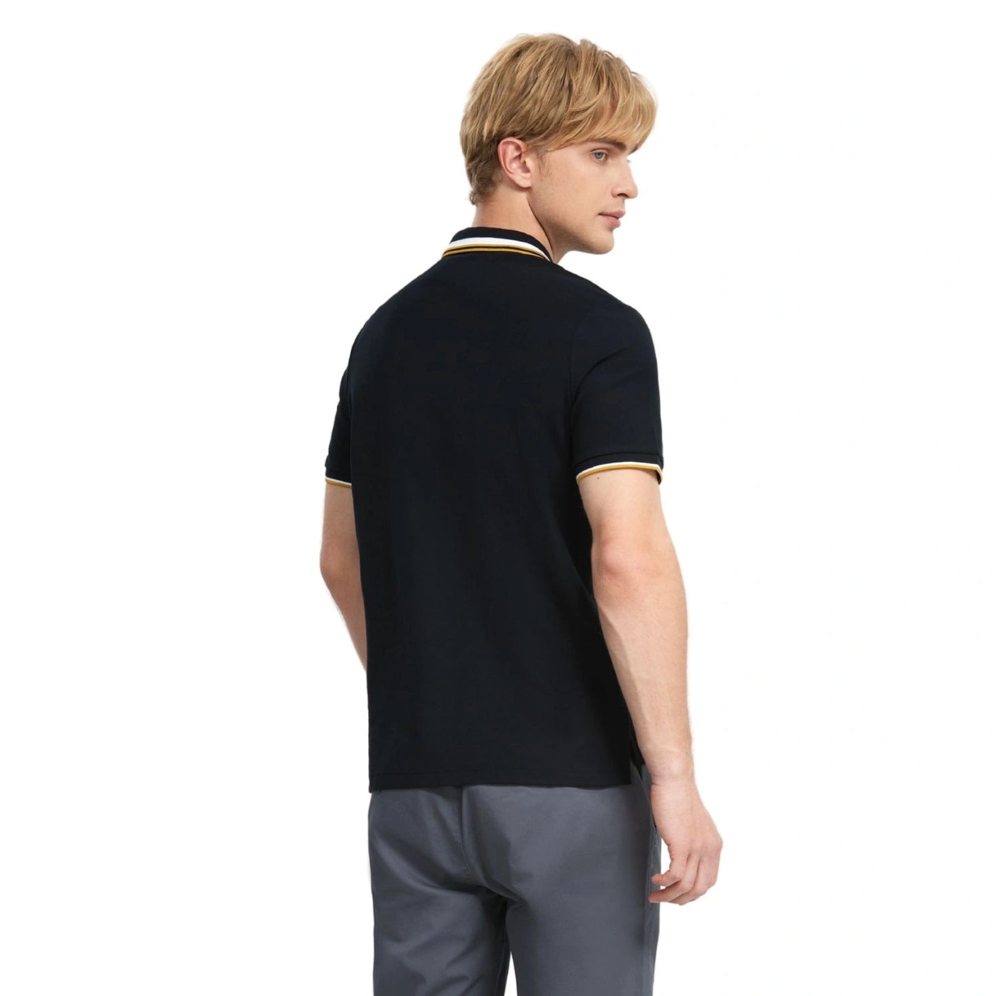Men's Flat Knit Collar Short Sleeve Cotton Blend Polo
