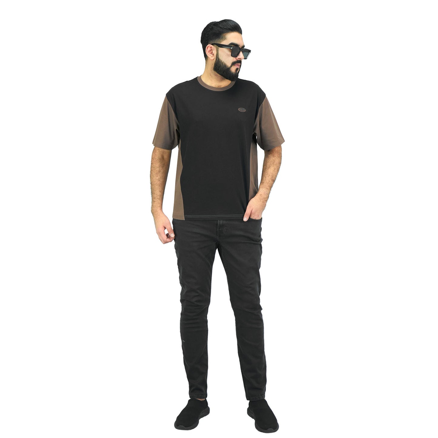 Men's Color Blocking Tee - Cotton Polyester Sorona Jersey, Relaxed Fit