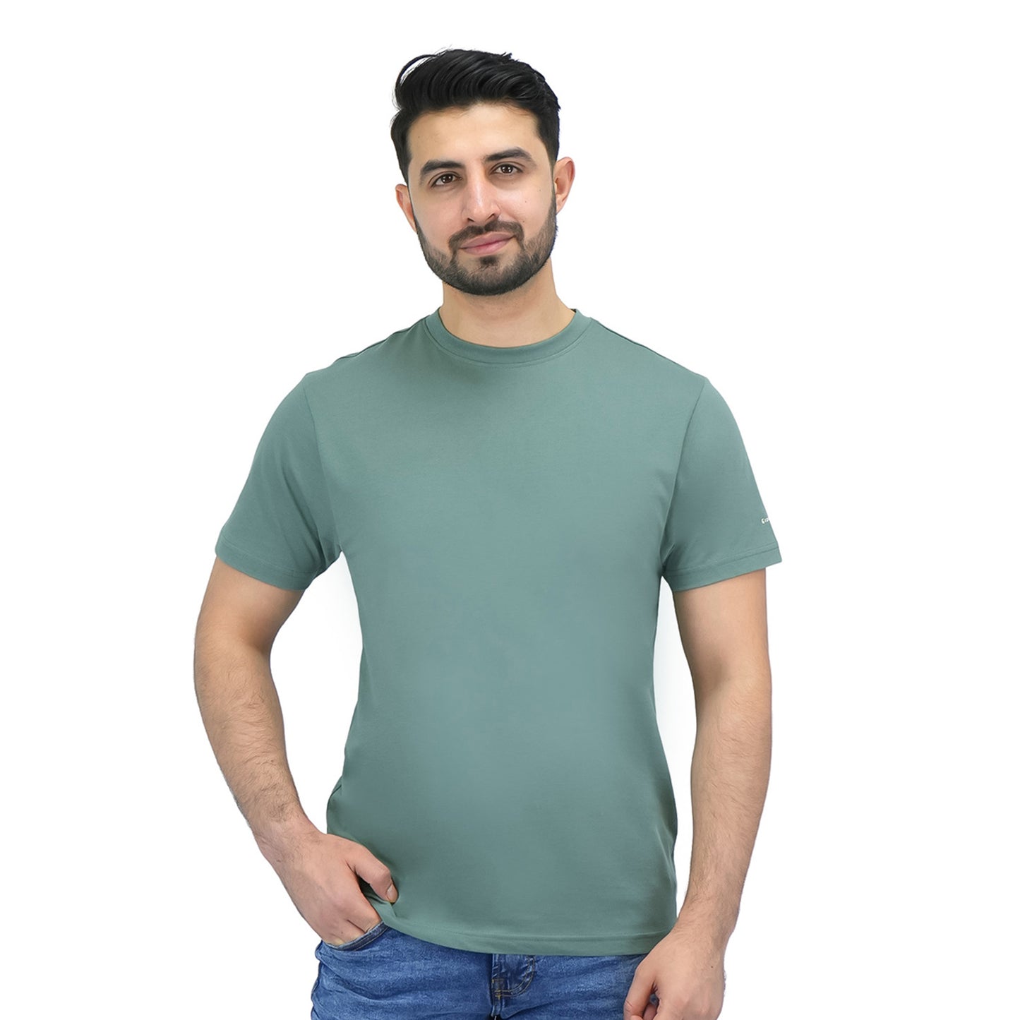 Giordano Men's Cotton Jersey Crew Neck Slim Fit Tee-Green