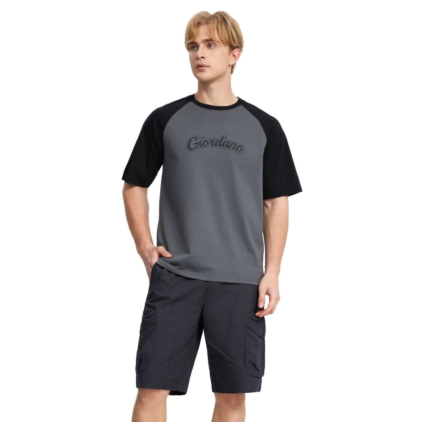 Men's Cotton Blend Raglan Sleeve Print Tee