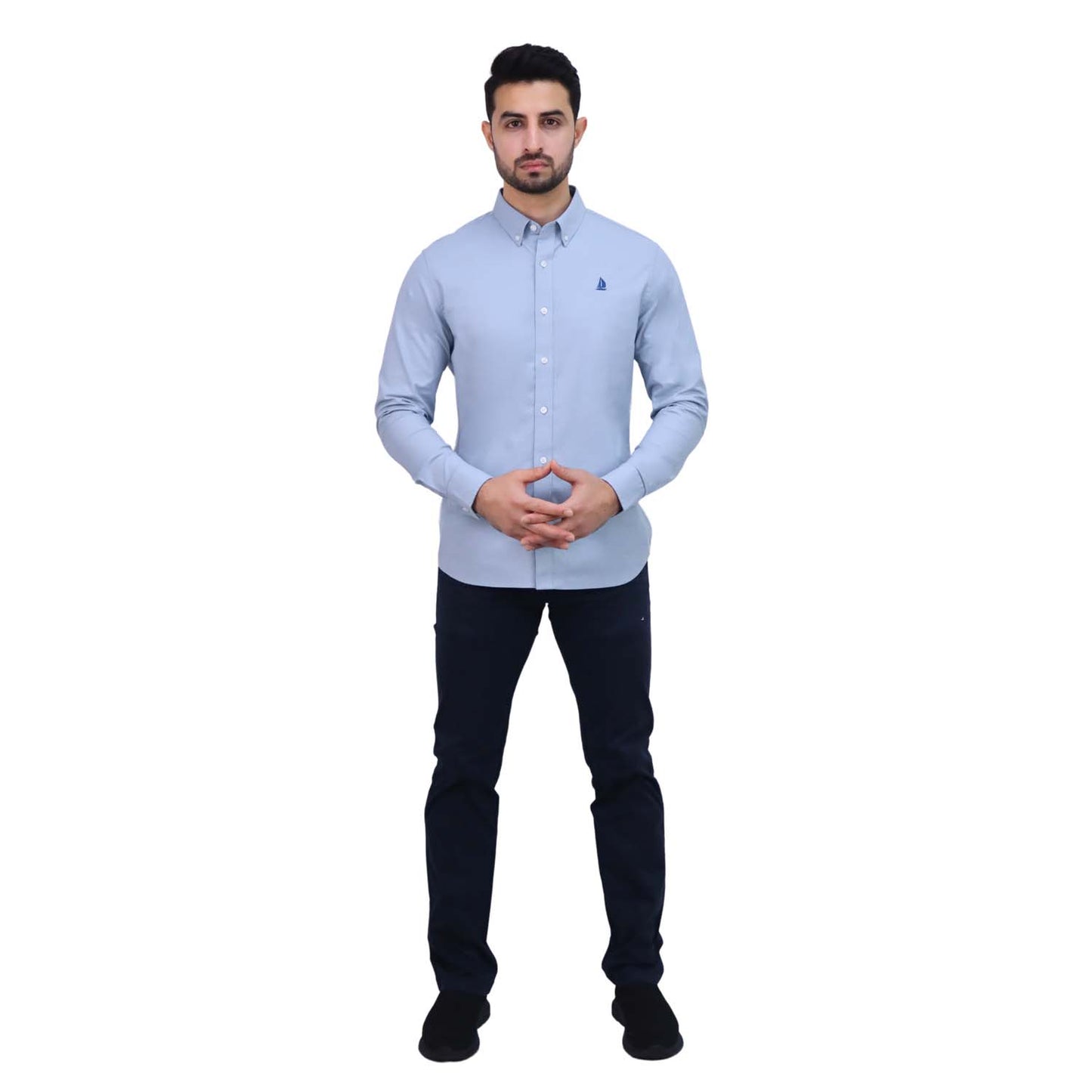 Men’S Cotton Spandex Oxford Slim Fit Embroidery Shirt