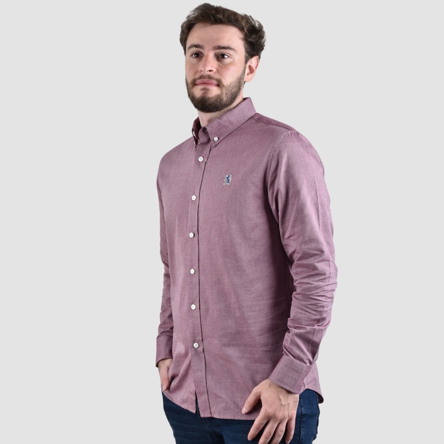 Men's Cotton Oxford Full Opening Long Sleeve Slim Fit Shirt