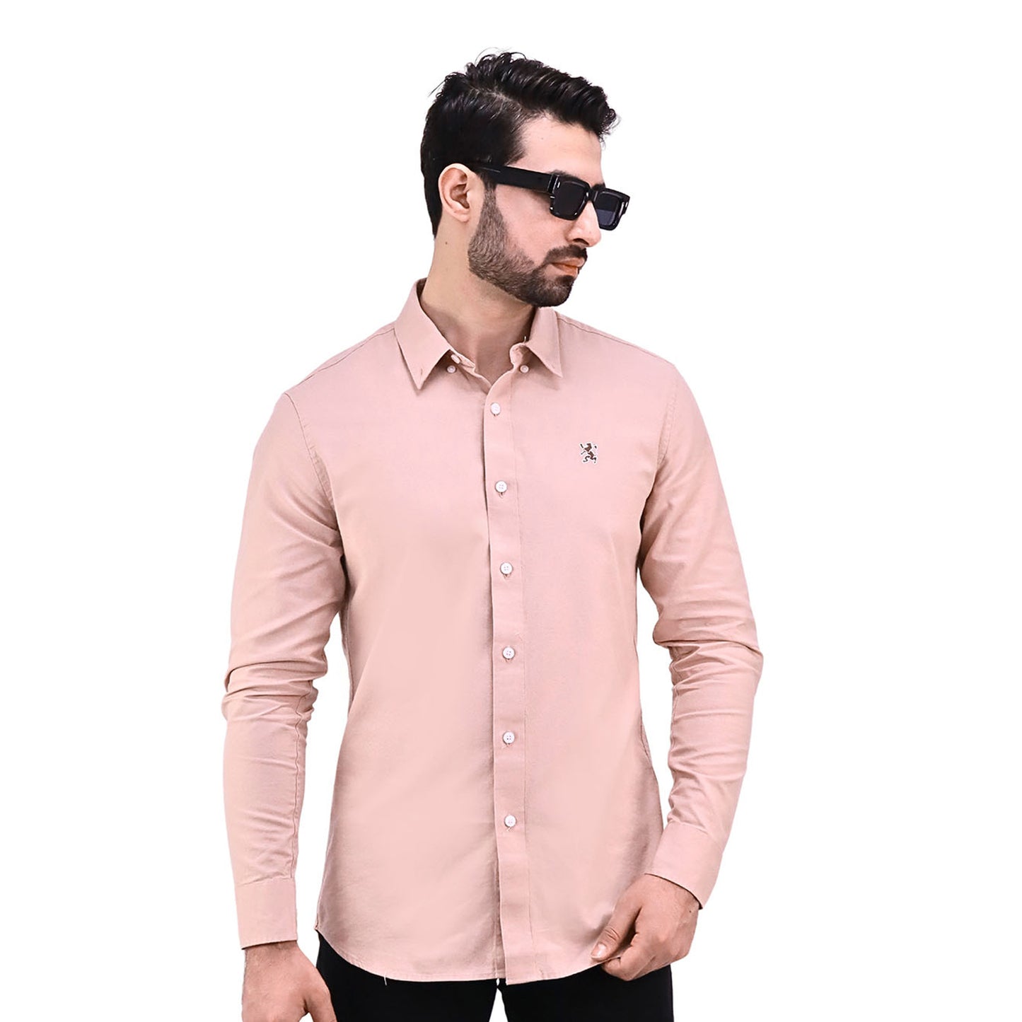 Giordano Men's Cotton Oxford Full Opening Long Sleeve Slim Fit Shirt-Brown