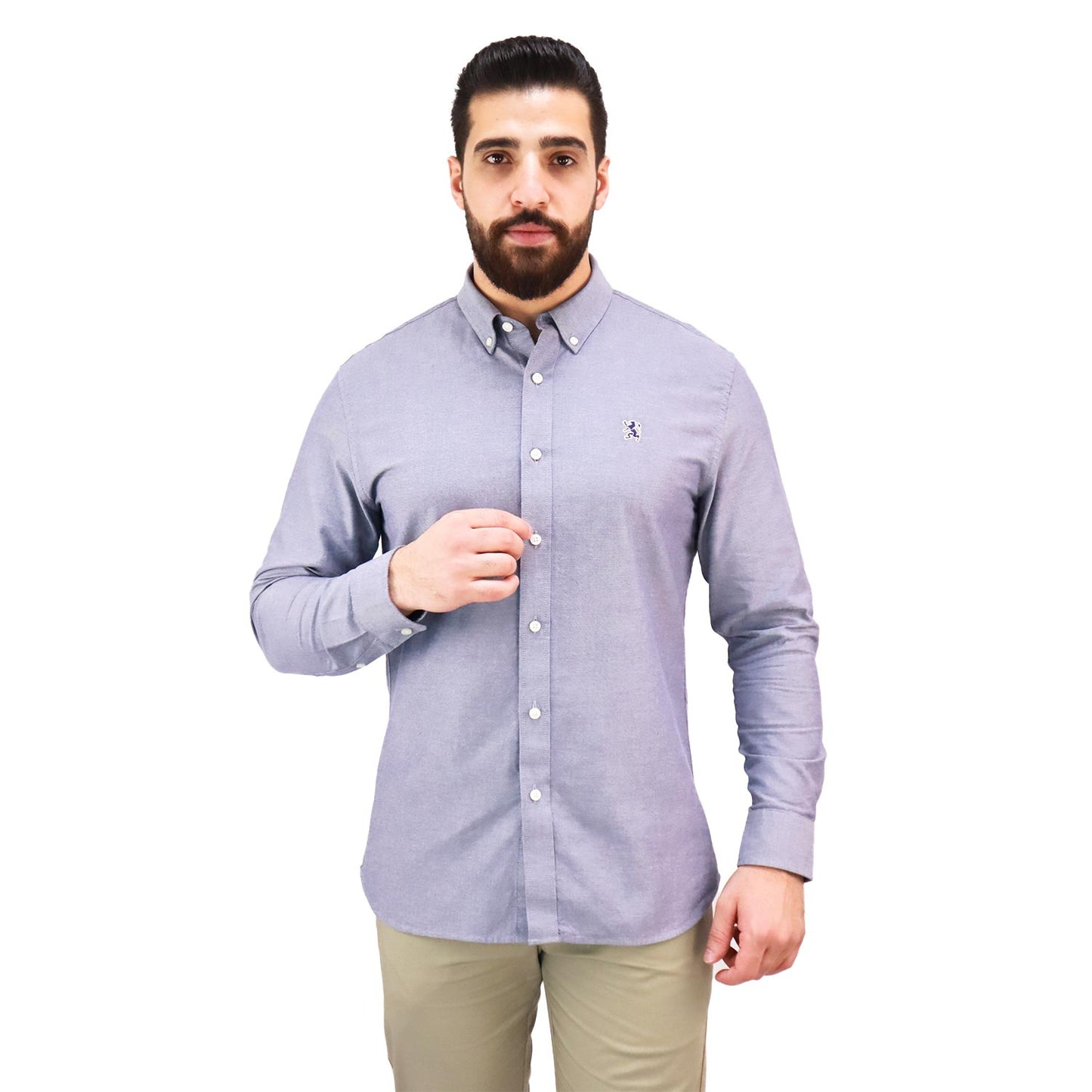 Men's Shirt With Small Lion Embroidery