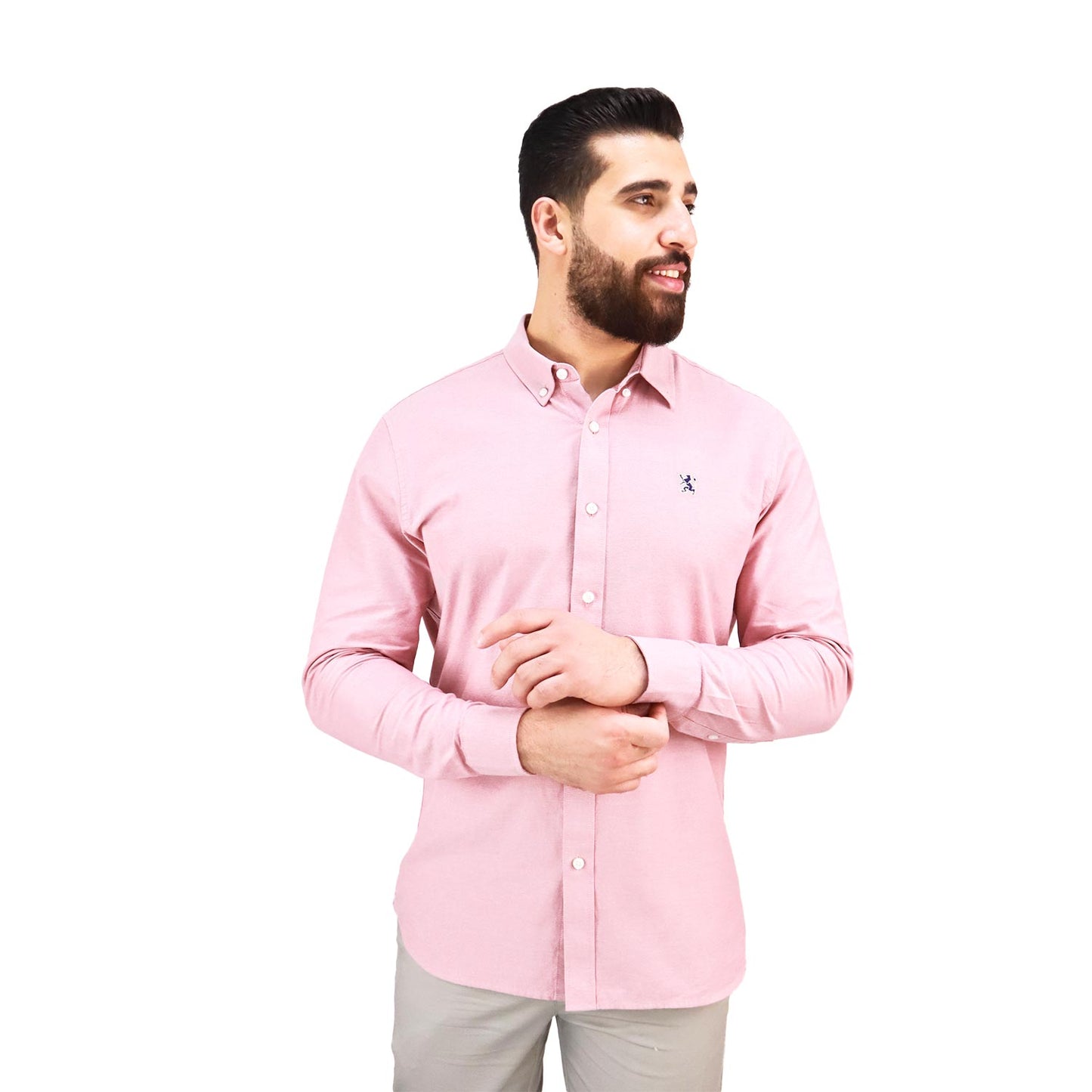 Men's Shirt With Small Lion Embroidery