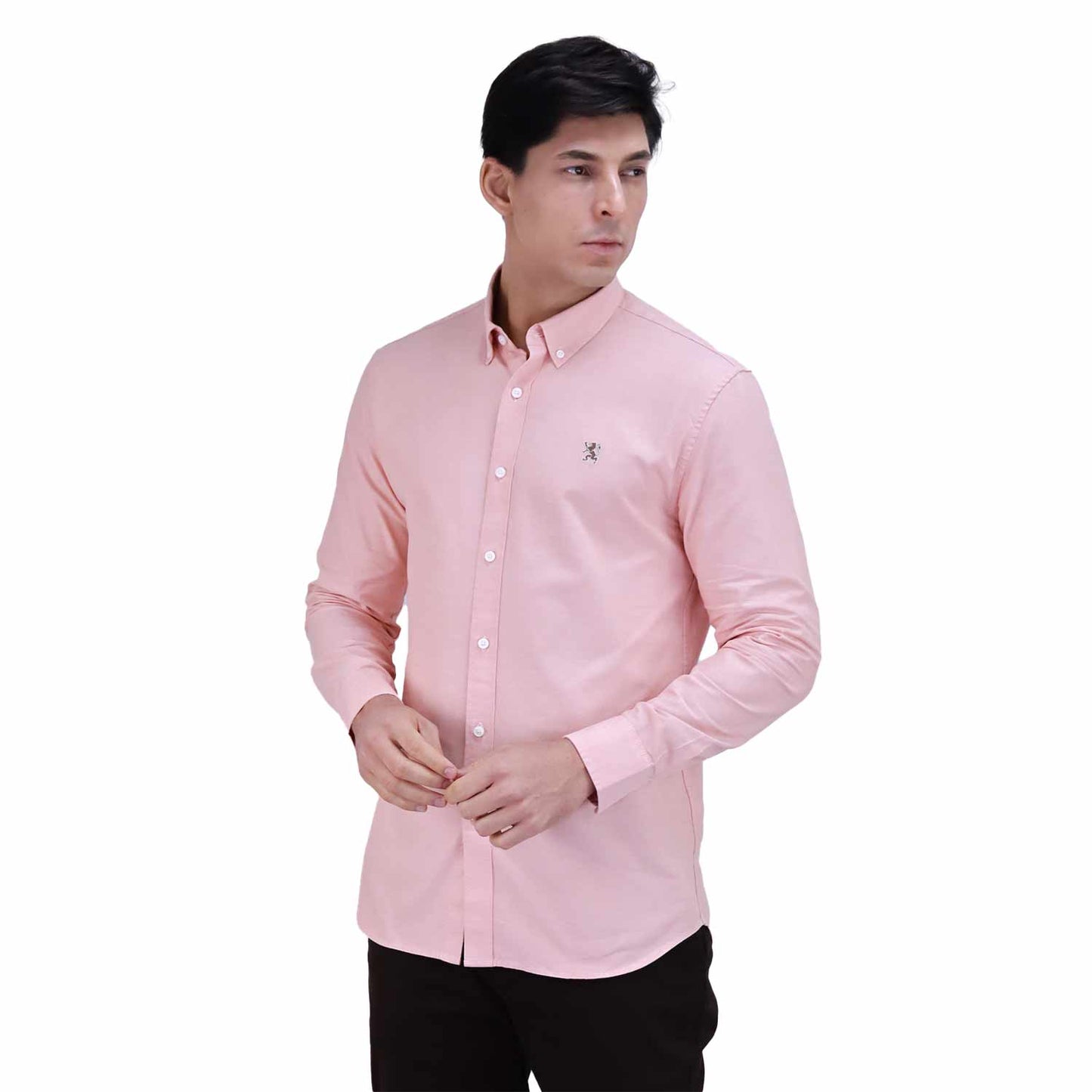Giordano Men's Shirt With Small Lion Embroidery-Pink
