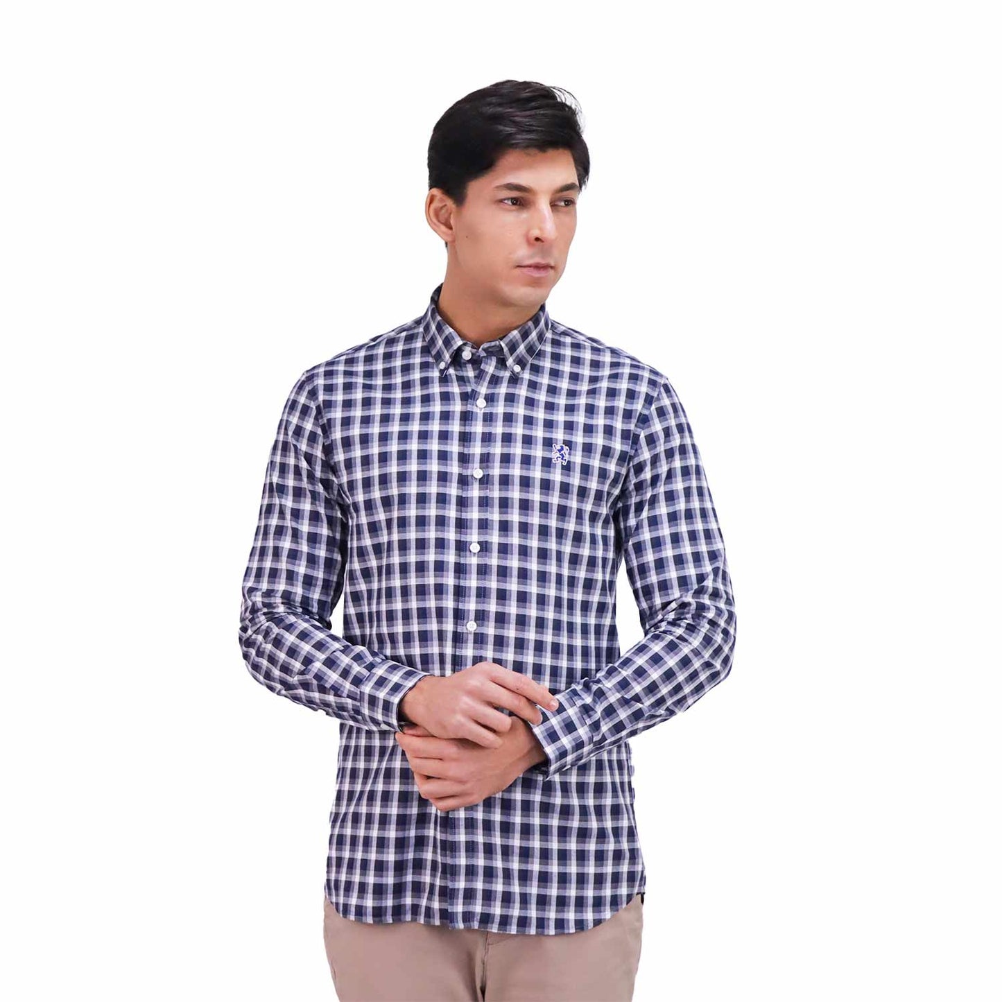 Giordano Men's Shirt With Small Lion Embroidery-Multicolor