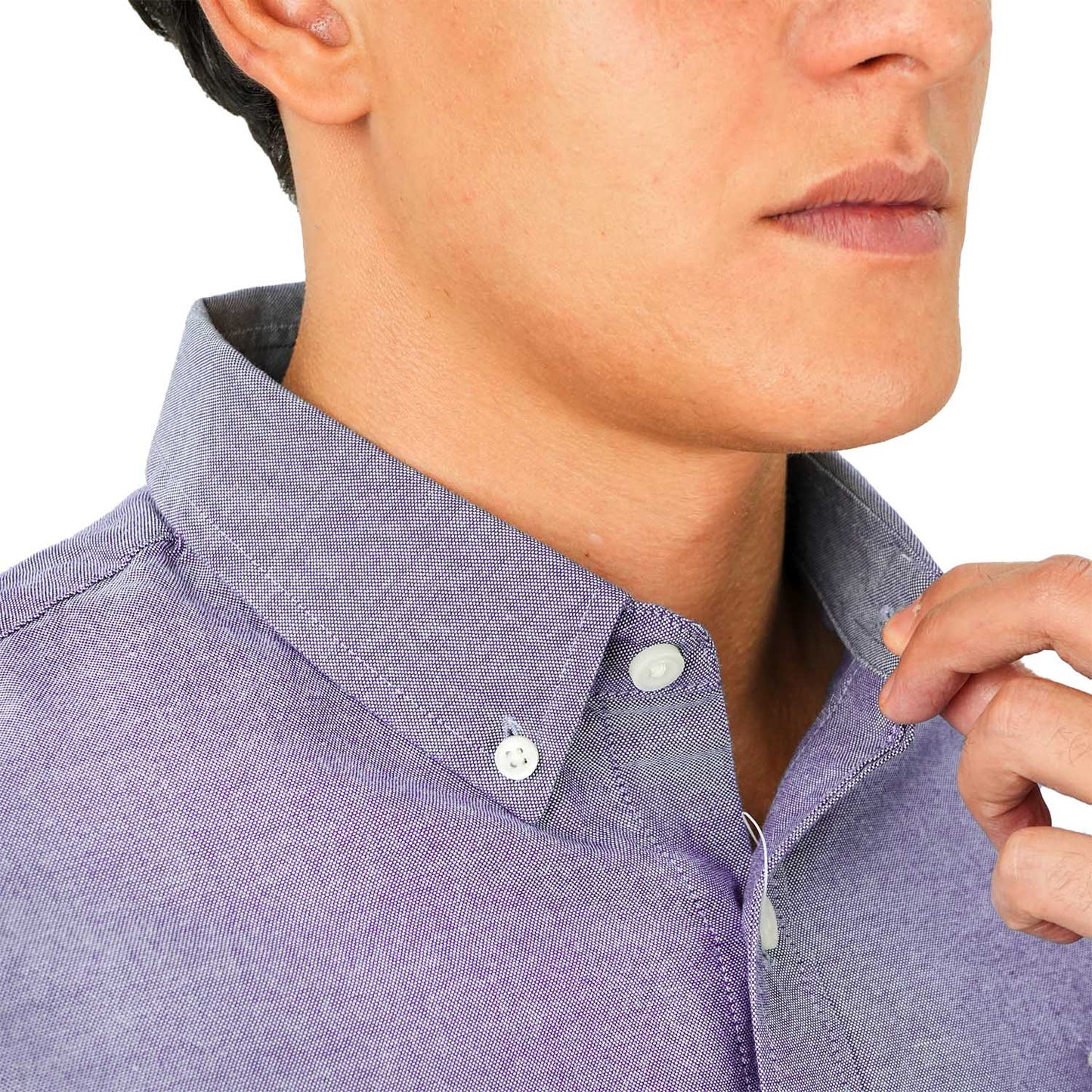 Men's Cotton Oxford Shirt - Small Lion Embroidery, Slim Fit, Full Button