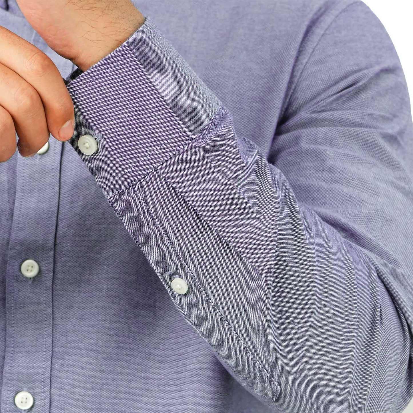 Men's Cotton Oxford Shirt - Small Lion Embroidery, Slim Fit, Full Button