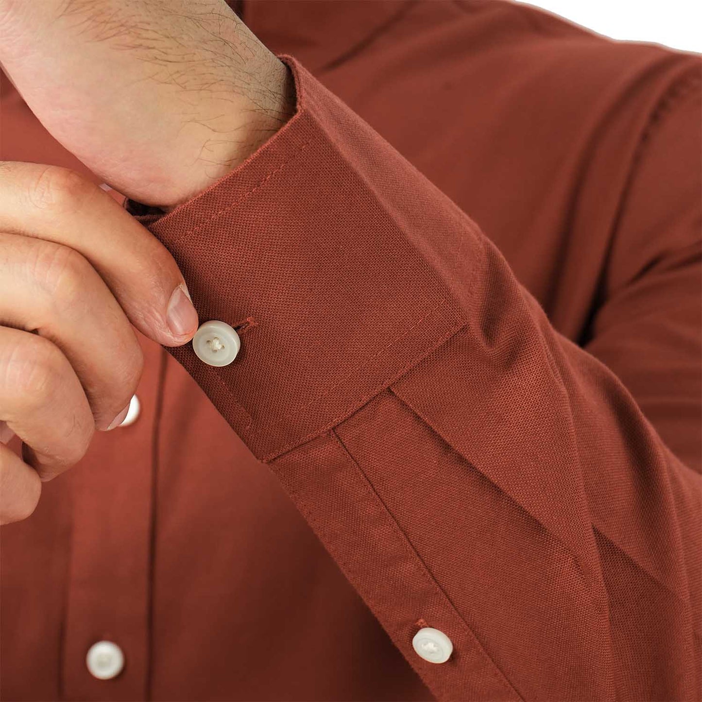Men's Cotton Oxford Shirt - Small Lion Embroidery, Slim Fit, Full Button
