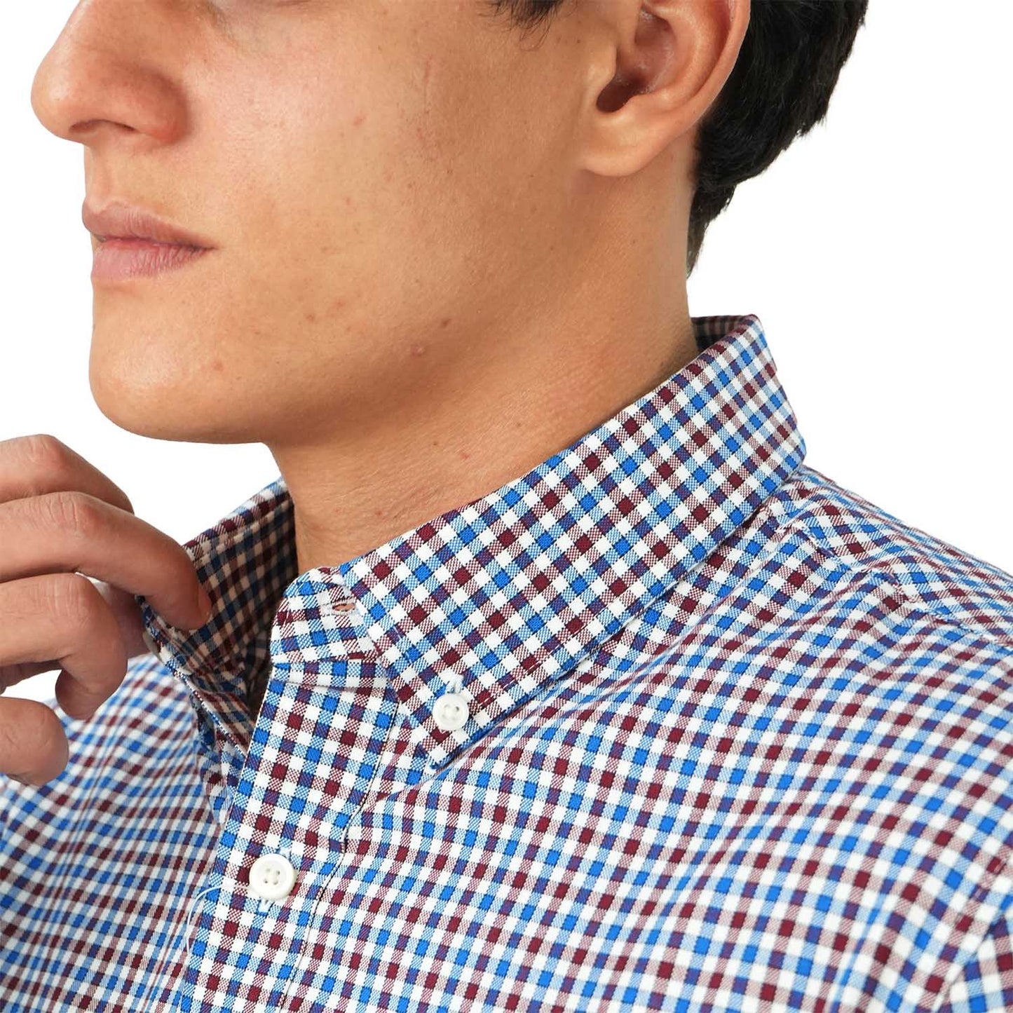 Men's Cotton Oxford Shirt - Small Lion Embroidery, Slim Fit, Full Button
