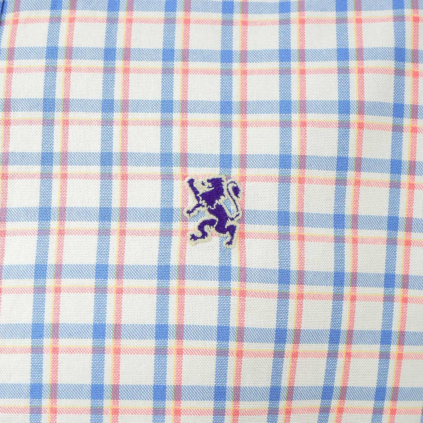 Men's Cotton Oxford Shirt - Small Lion Embroidery, Slim Fit, Full Button