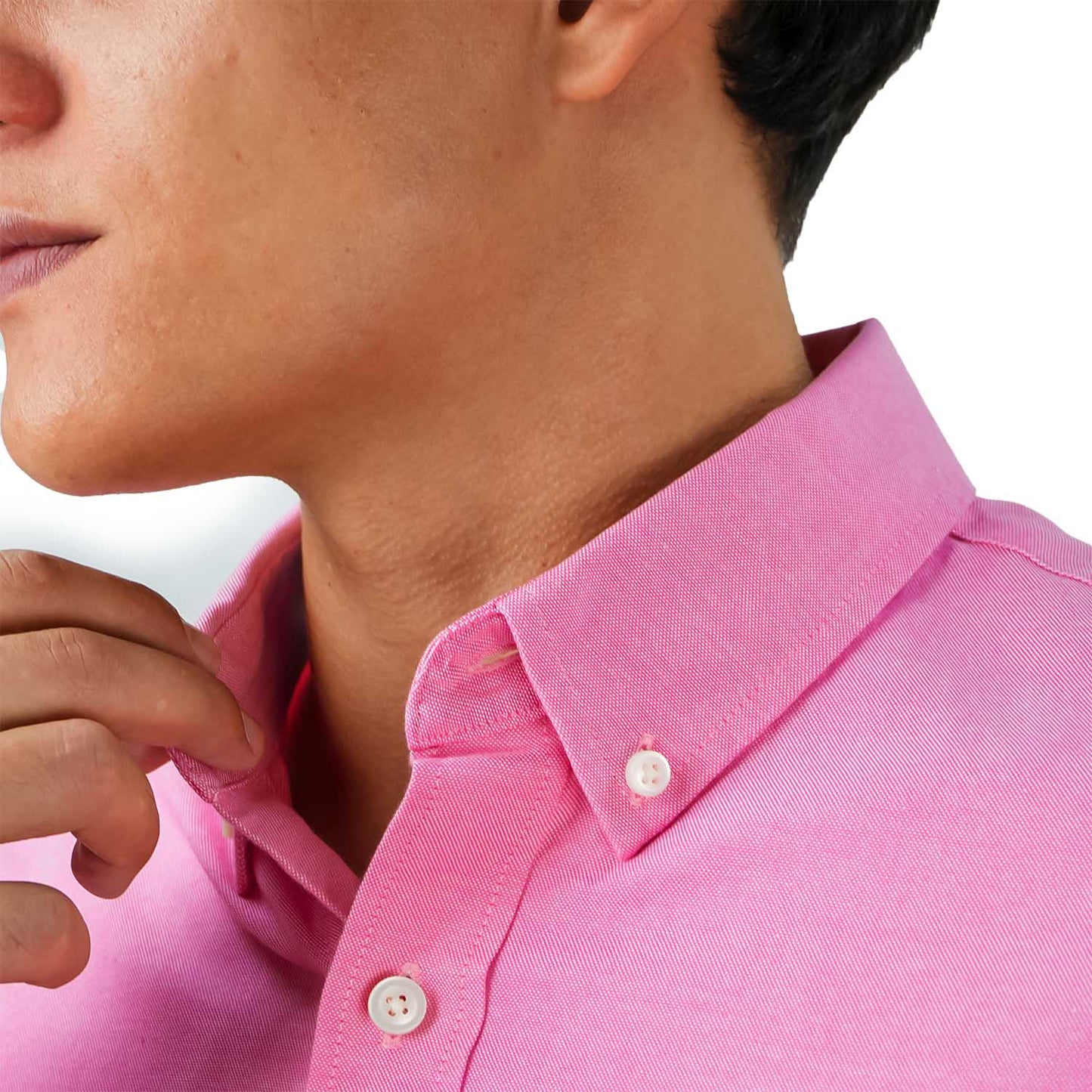 Men's Cotton Oxford Shirt - Small Lion Embroidery, Slim Fit, Full Button