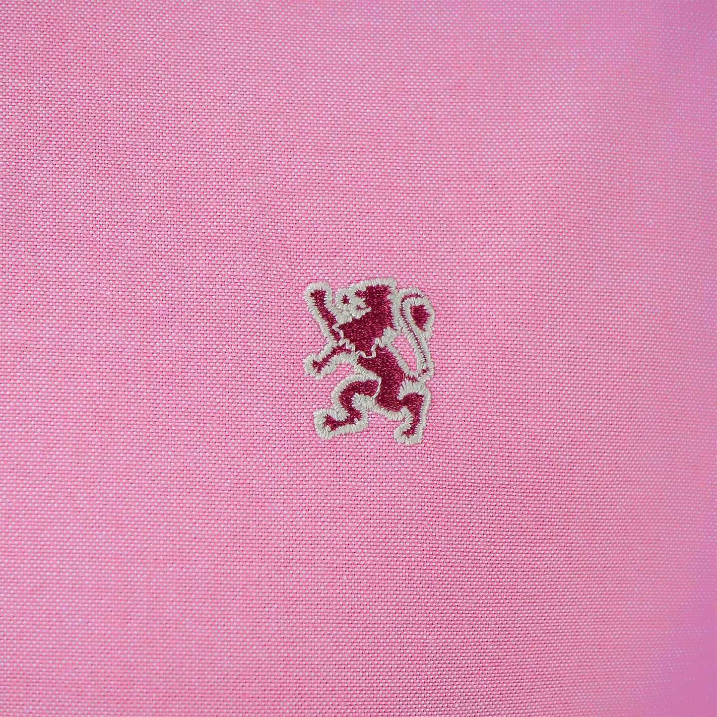 Men's Cotton Oxford Shirt - Small Lion Embroidery, Slim Fit, Full Button