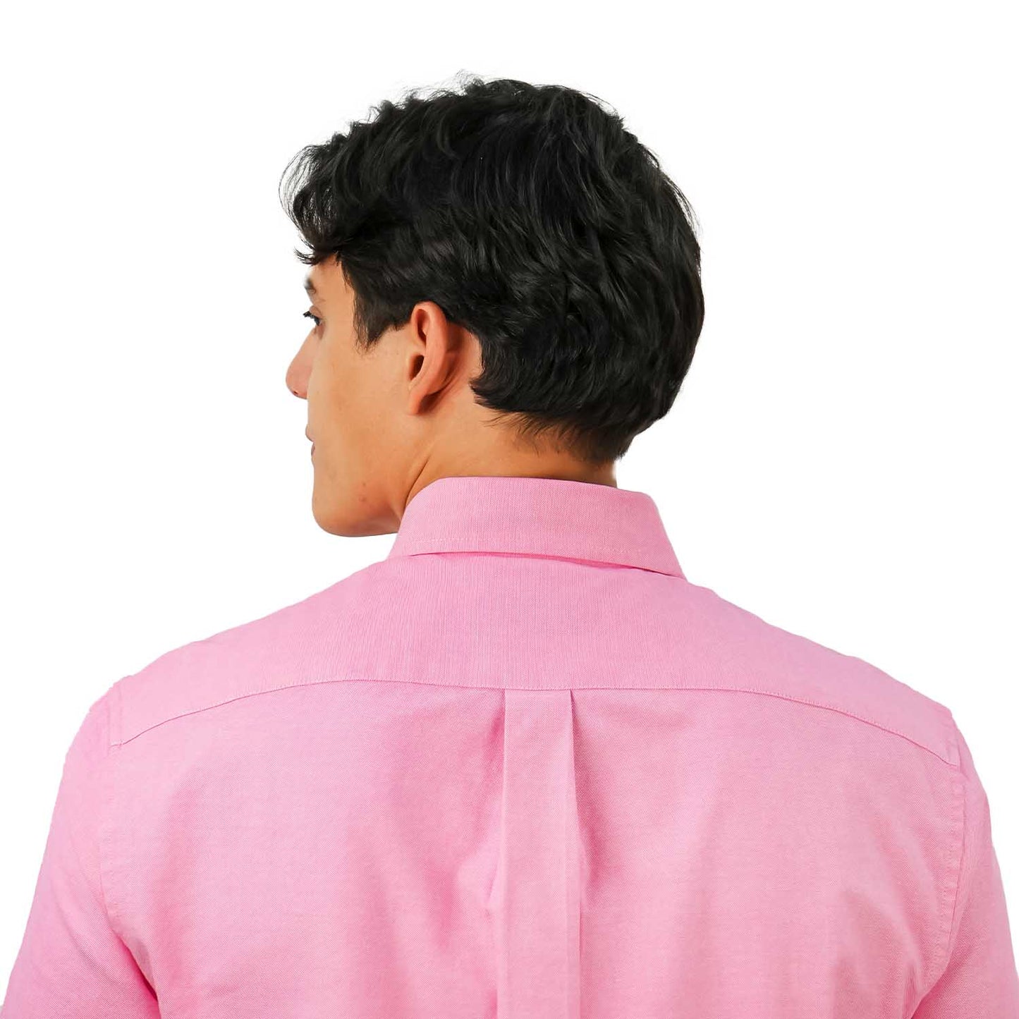 Men's Cotton Oxford Shirt - Small Lion Embroidery, Slim Fit, Full Button