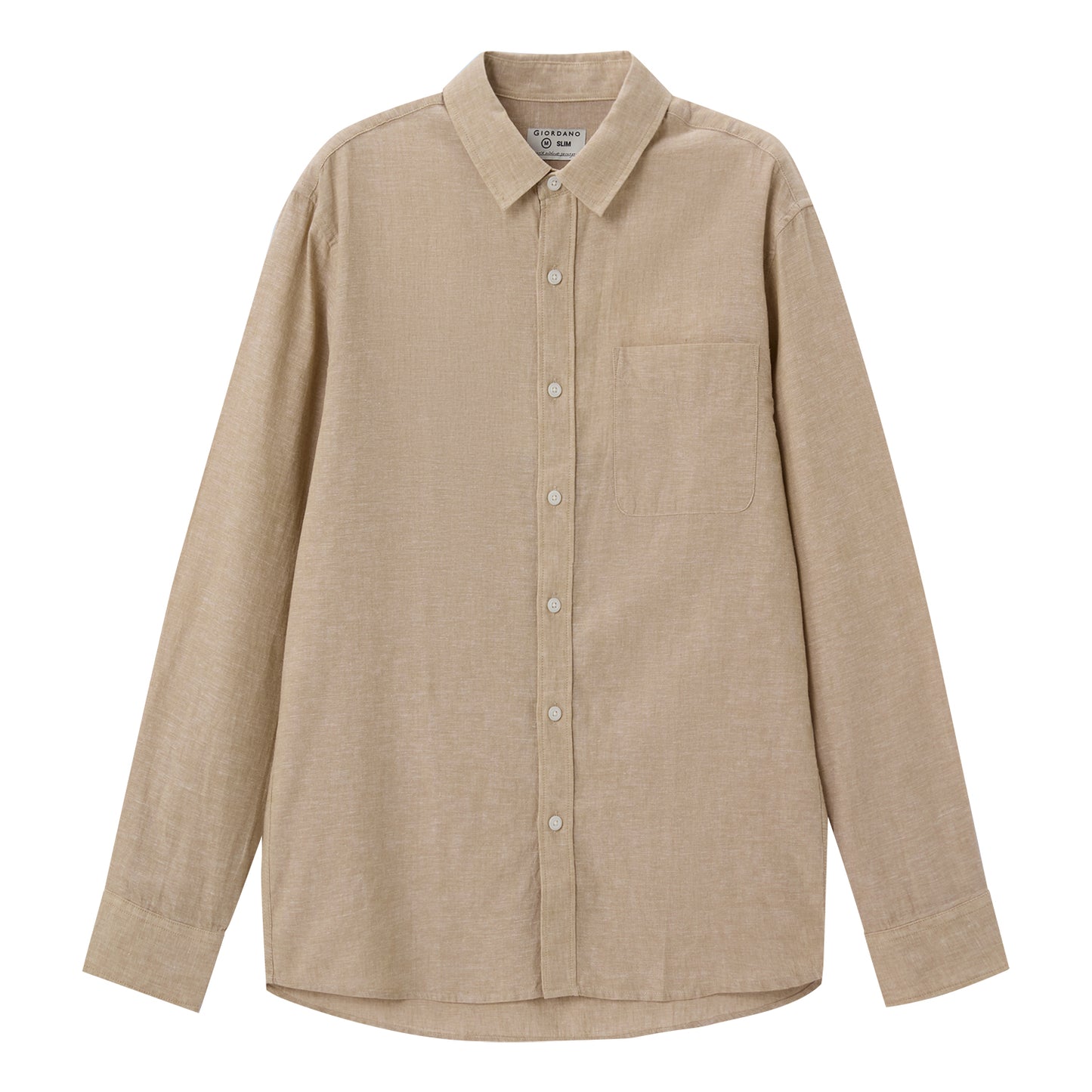 Giordano Men's Linen Cotton Poplin Shirt-Brown