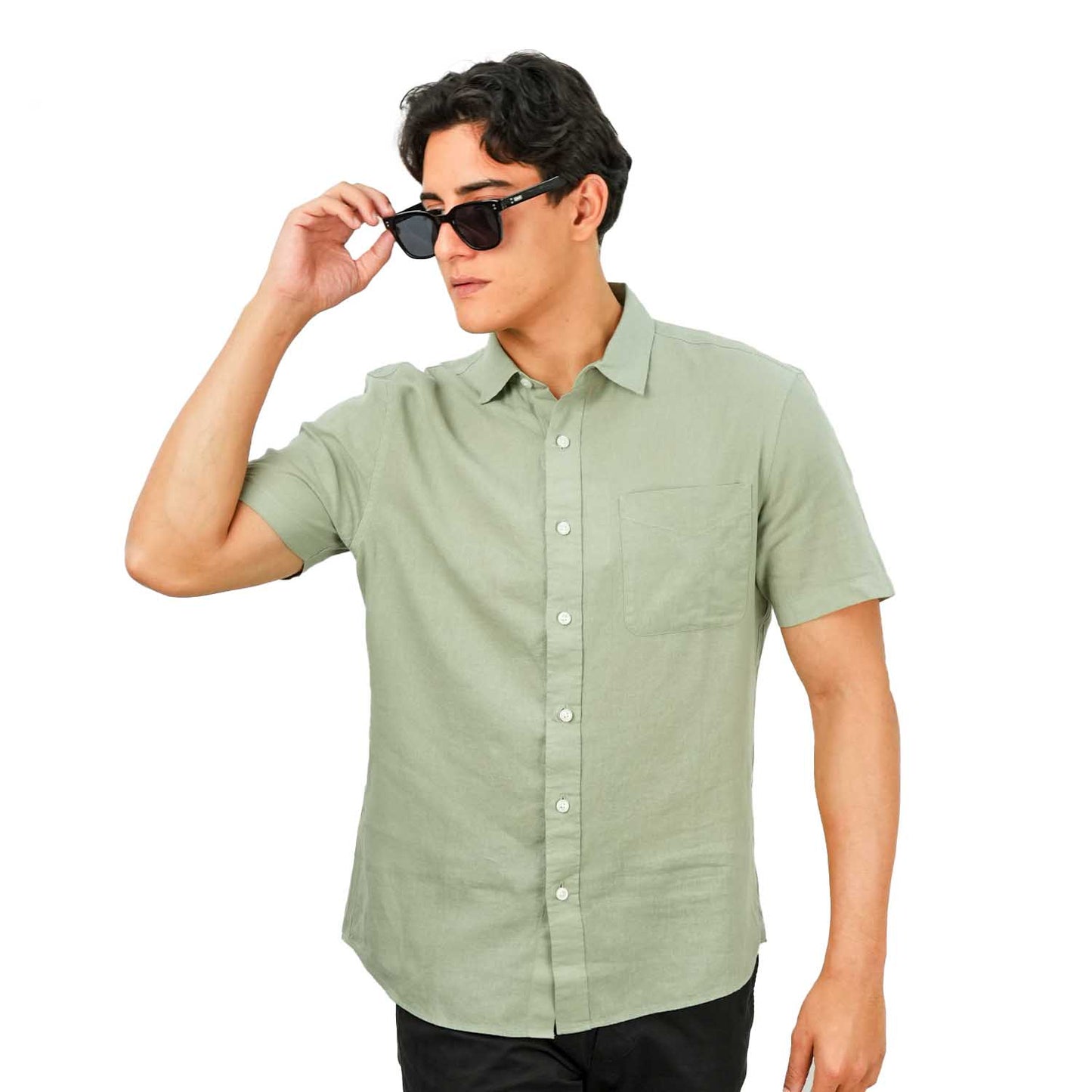 Men's Linen Cotton Poplin Short Sleeve Shirt