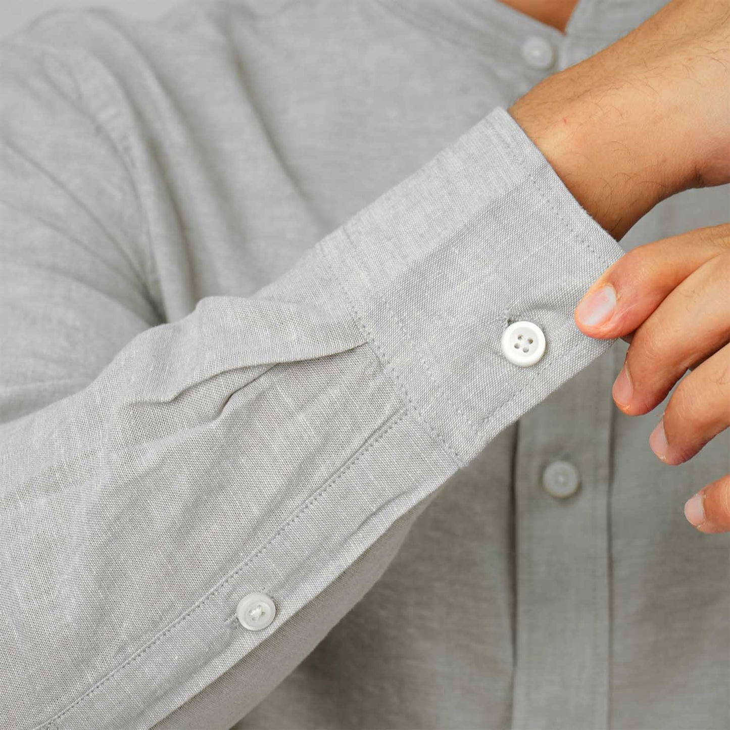 Men's Linen Poplin Blend Stand Collar Shirt